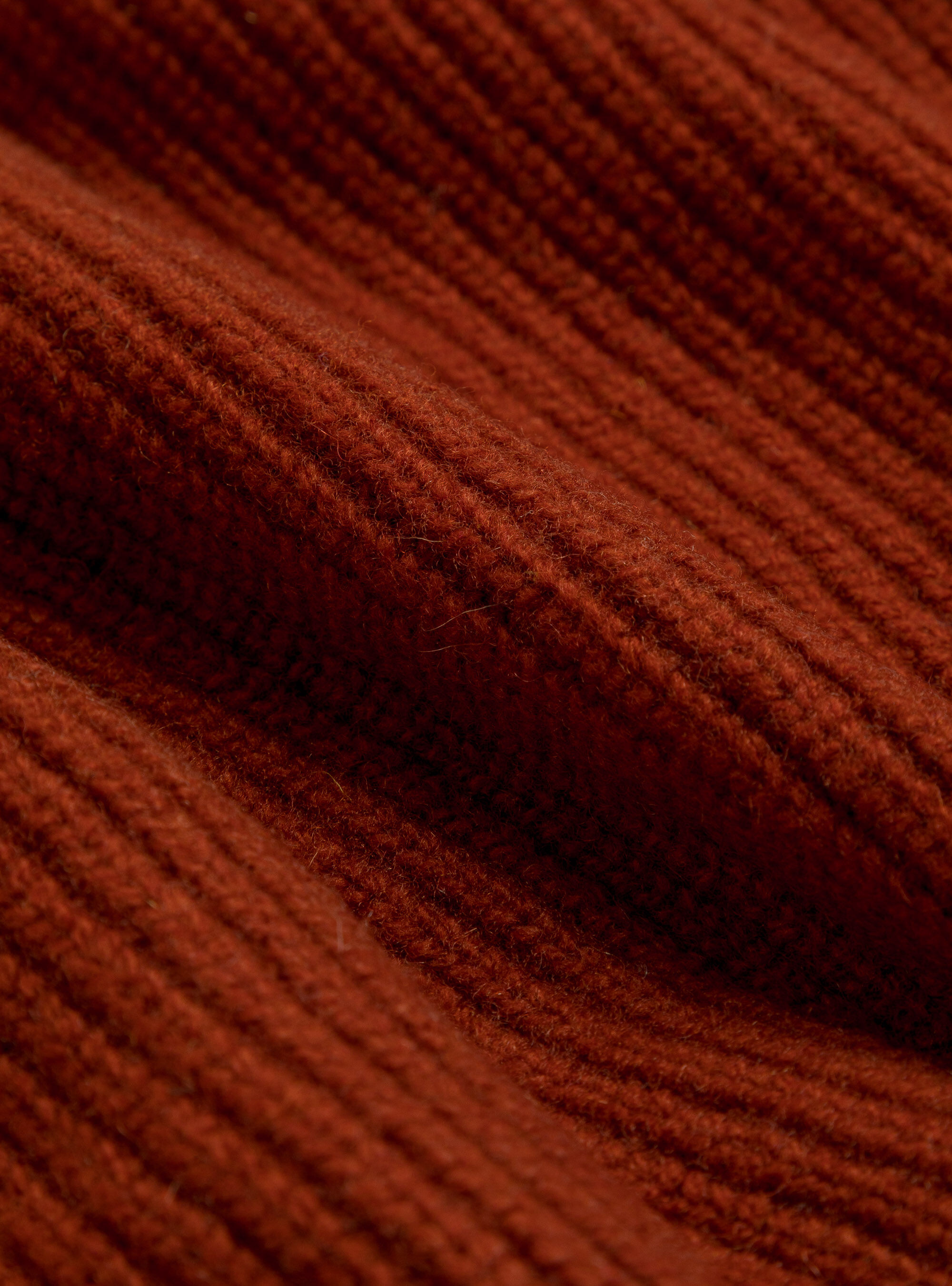 Pull en laine &agrave; c&ocirc;tes perl&eacute;es, BRIQUE