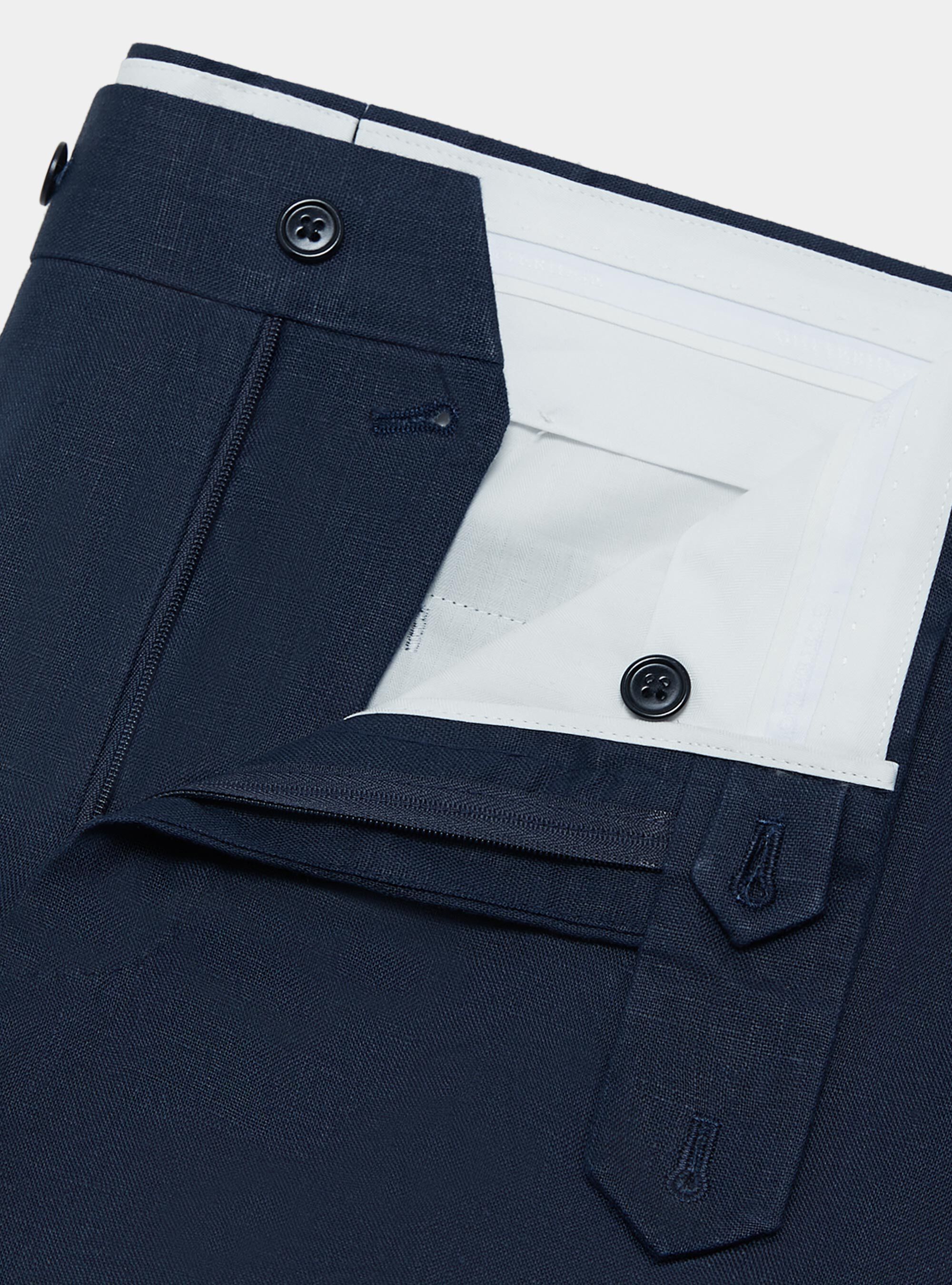 Pure linen trousers, NAVY BLUE