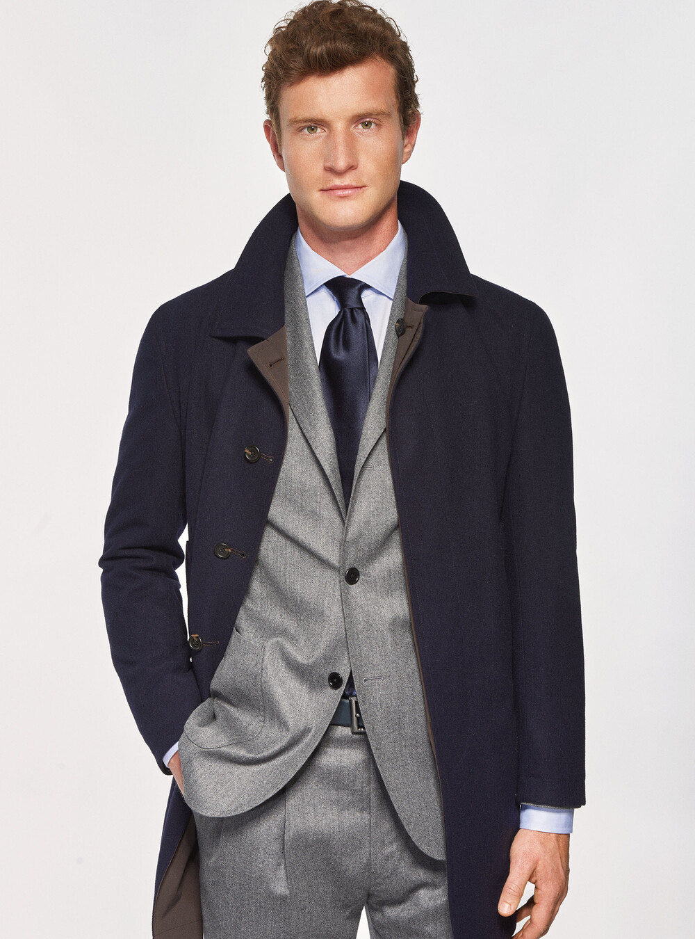 Le Manteau en Chevron de Laine Kaki Le Manteau en Chevron de Laine Kaki