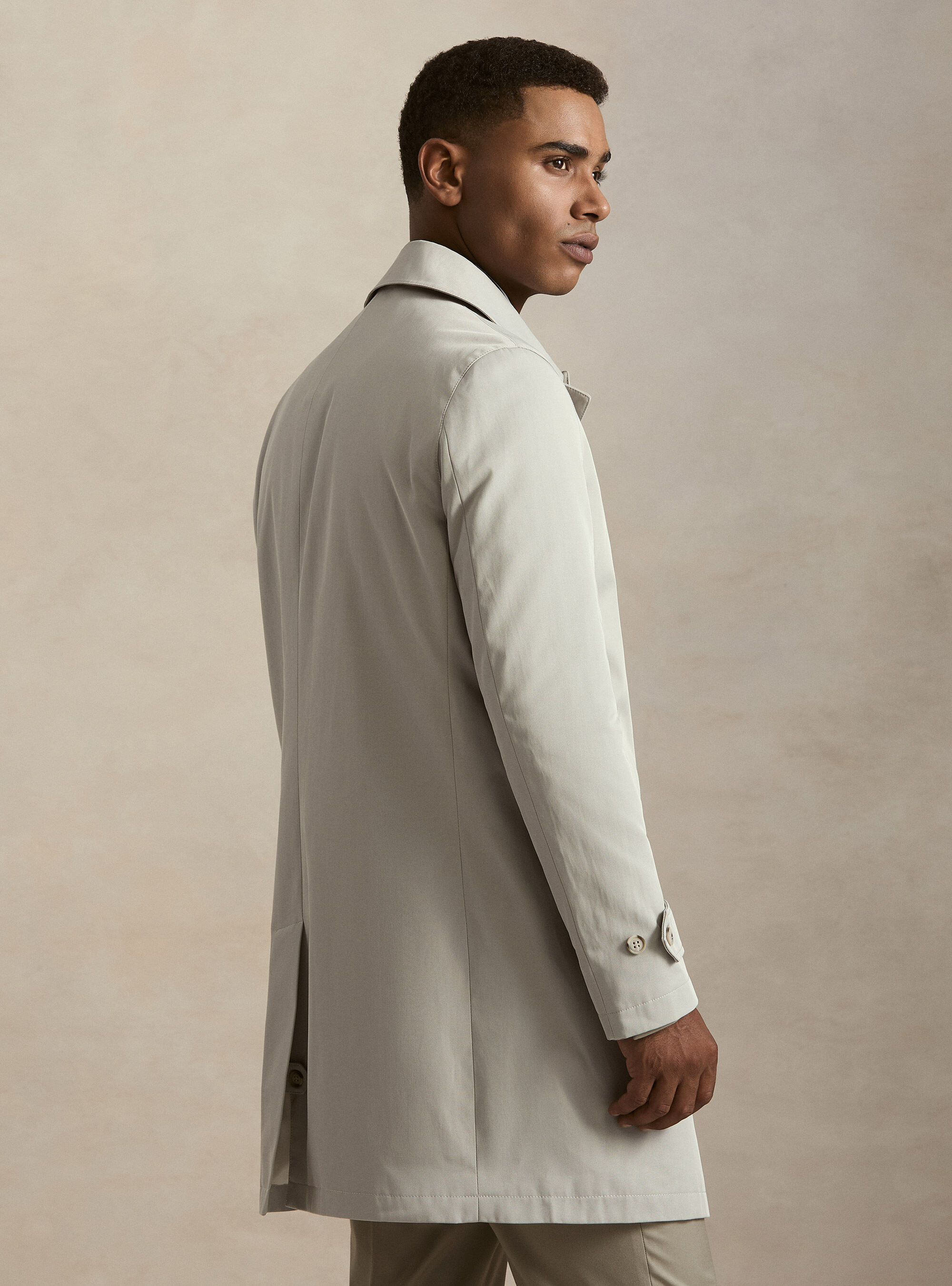 Single-breasted padded cotton blend raincoat, ECRU