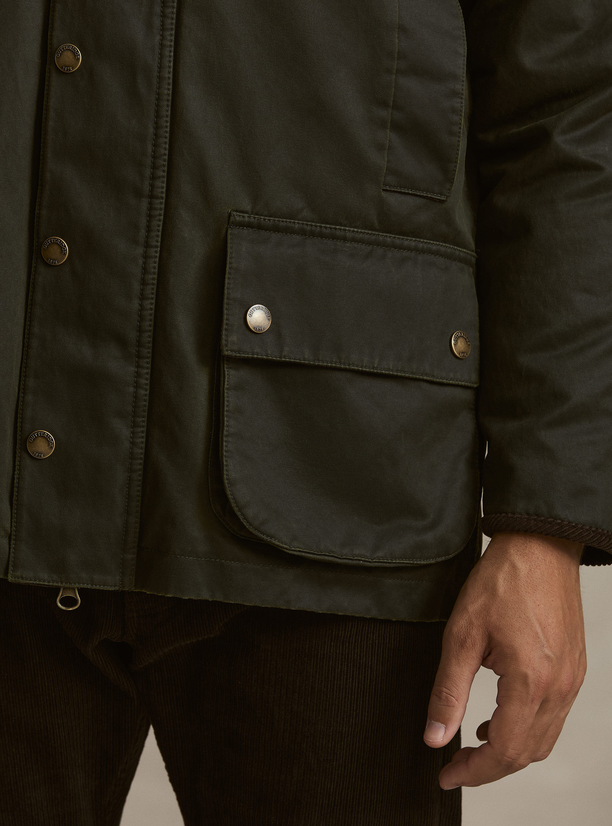 Cotton-blend waxed jacket, GREEN