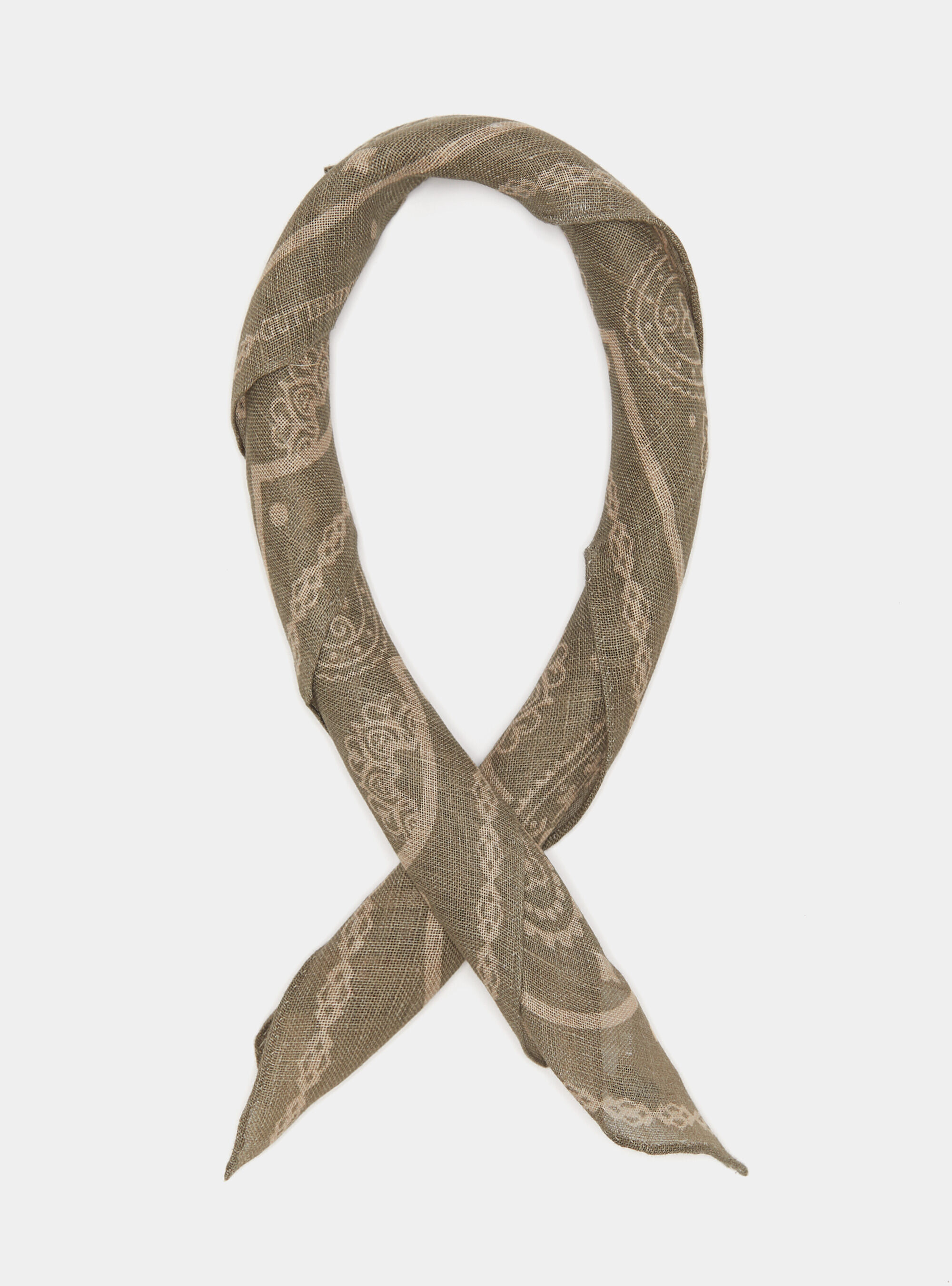Foulard paisley de lino estampado, SALVIA 0602C