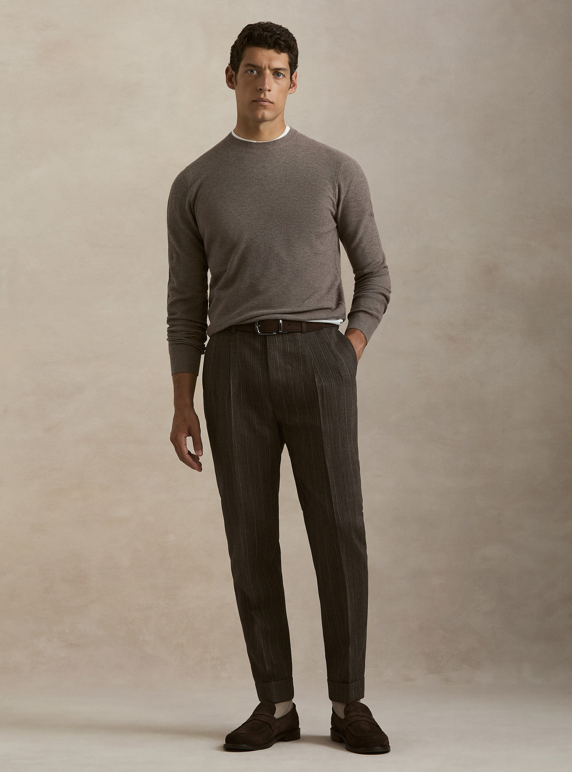 Girocollo in maglia nido d'ape in cotone cashmere