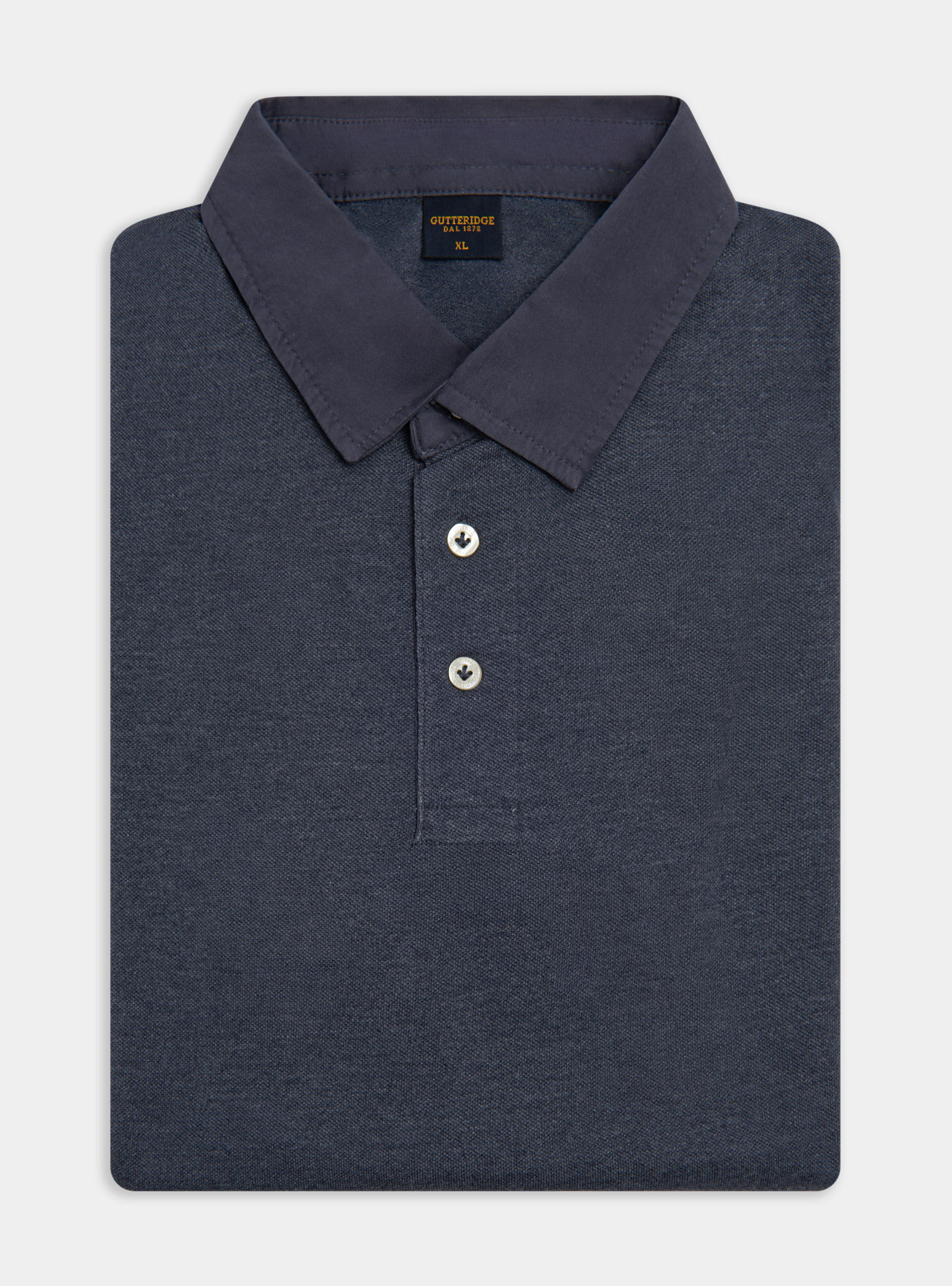 Piqu&eacute; polo shirt with shirt collar, INK