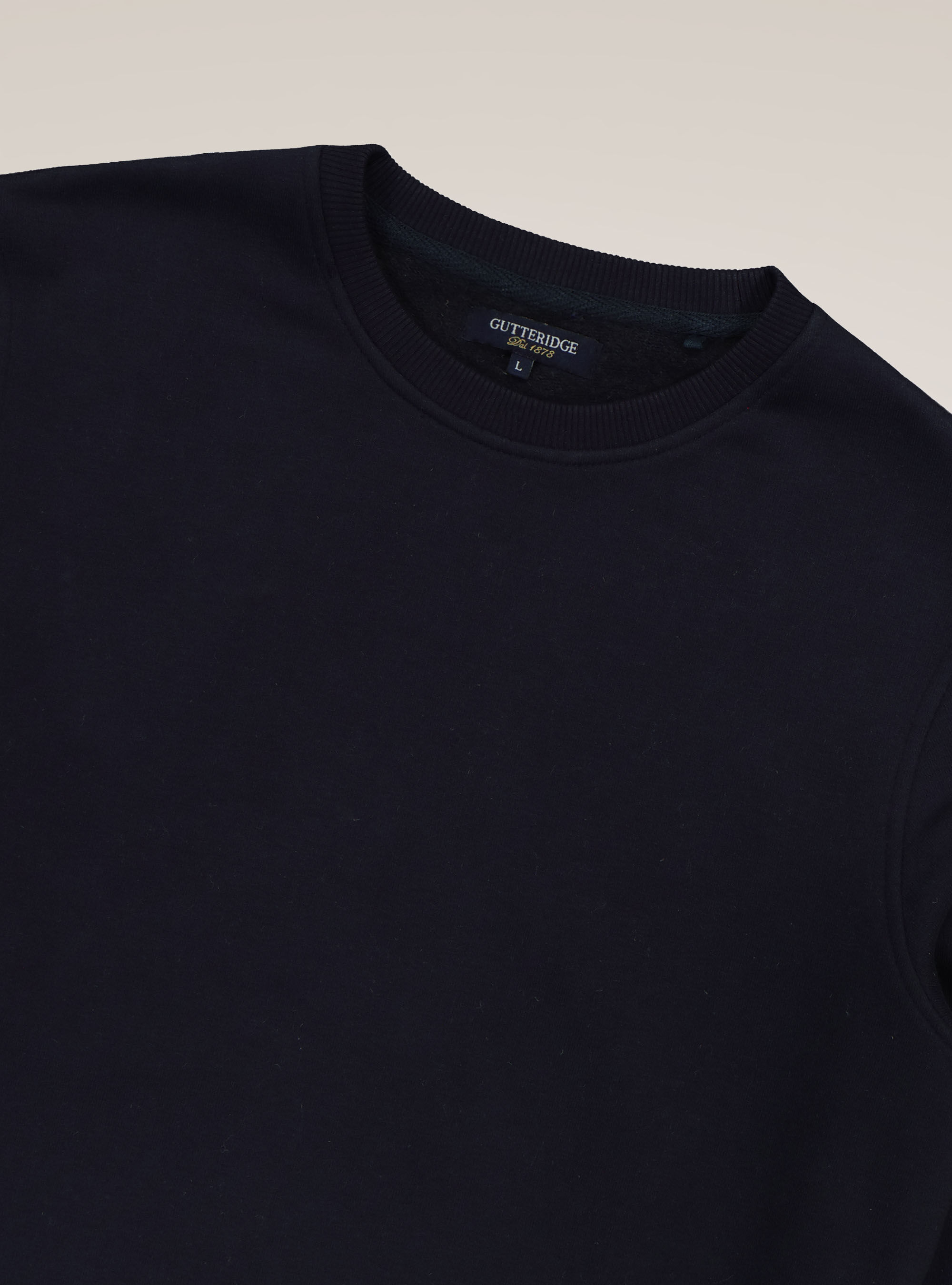 Cotton blend crew neck sweatshirt, NAVY BLUE