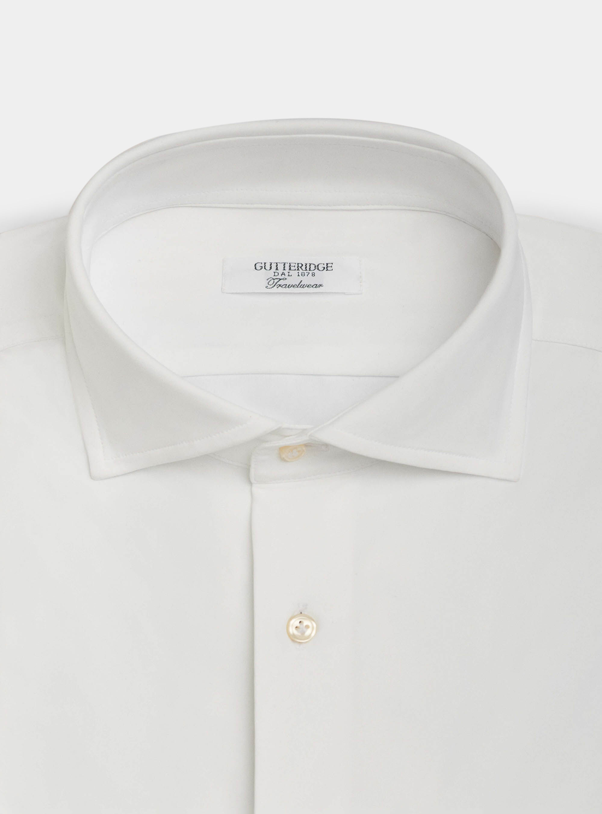 Camicia travelwear collo francese semi aperto