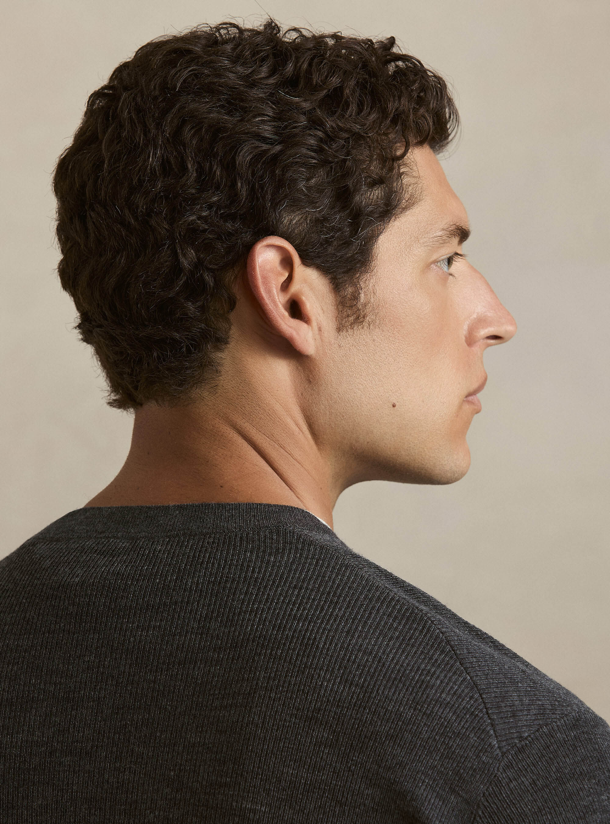 Ribbed wool Henley shirt, ASPHALT GREY