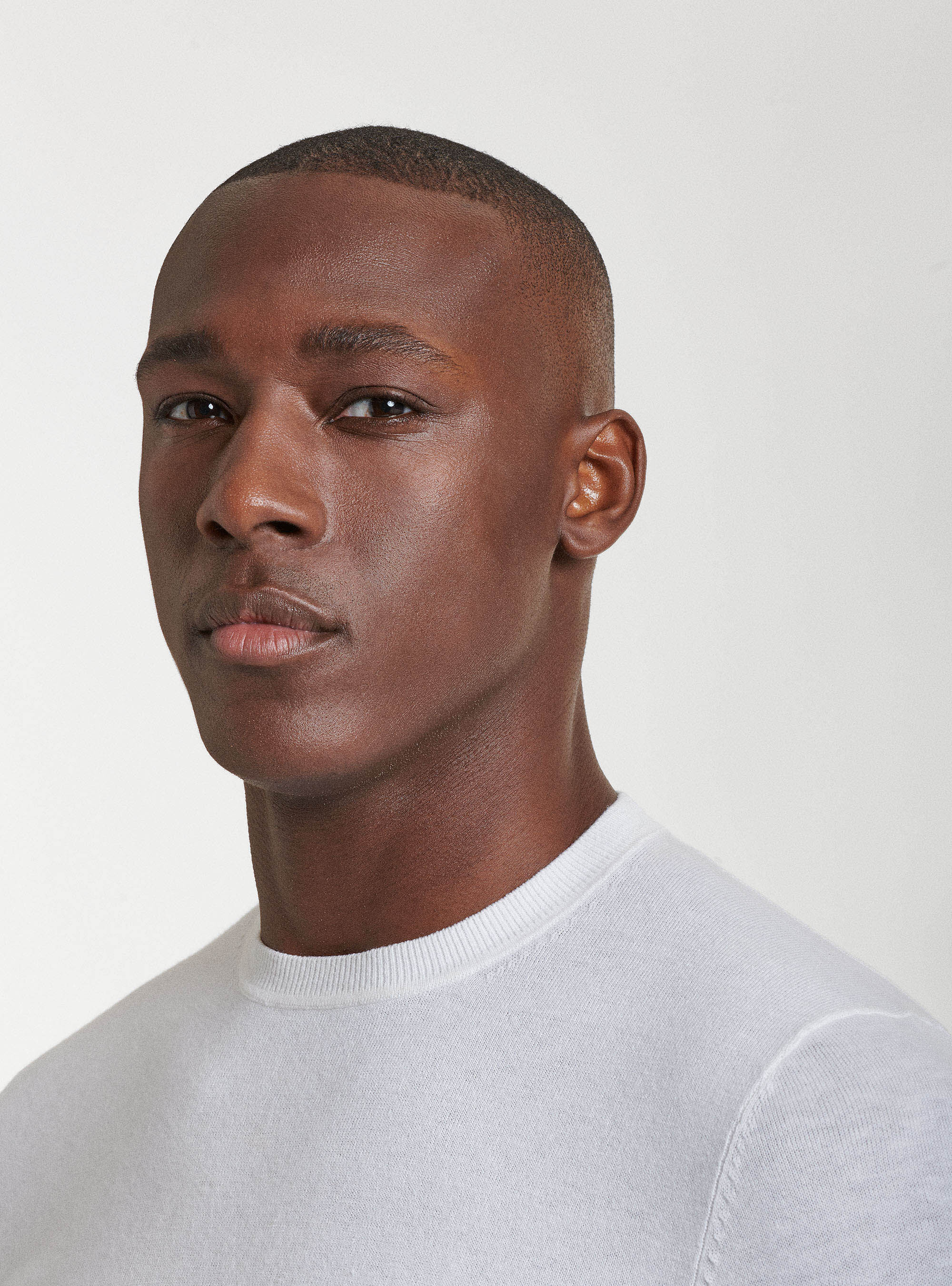 Maglia girocollo in cotone seta e cashmere, BIANCO