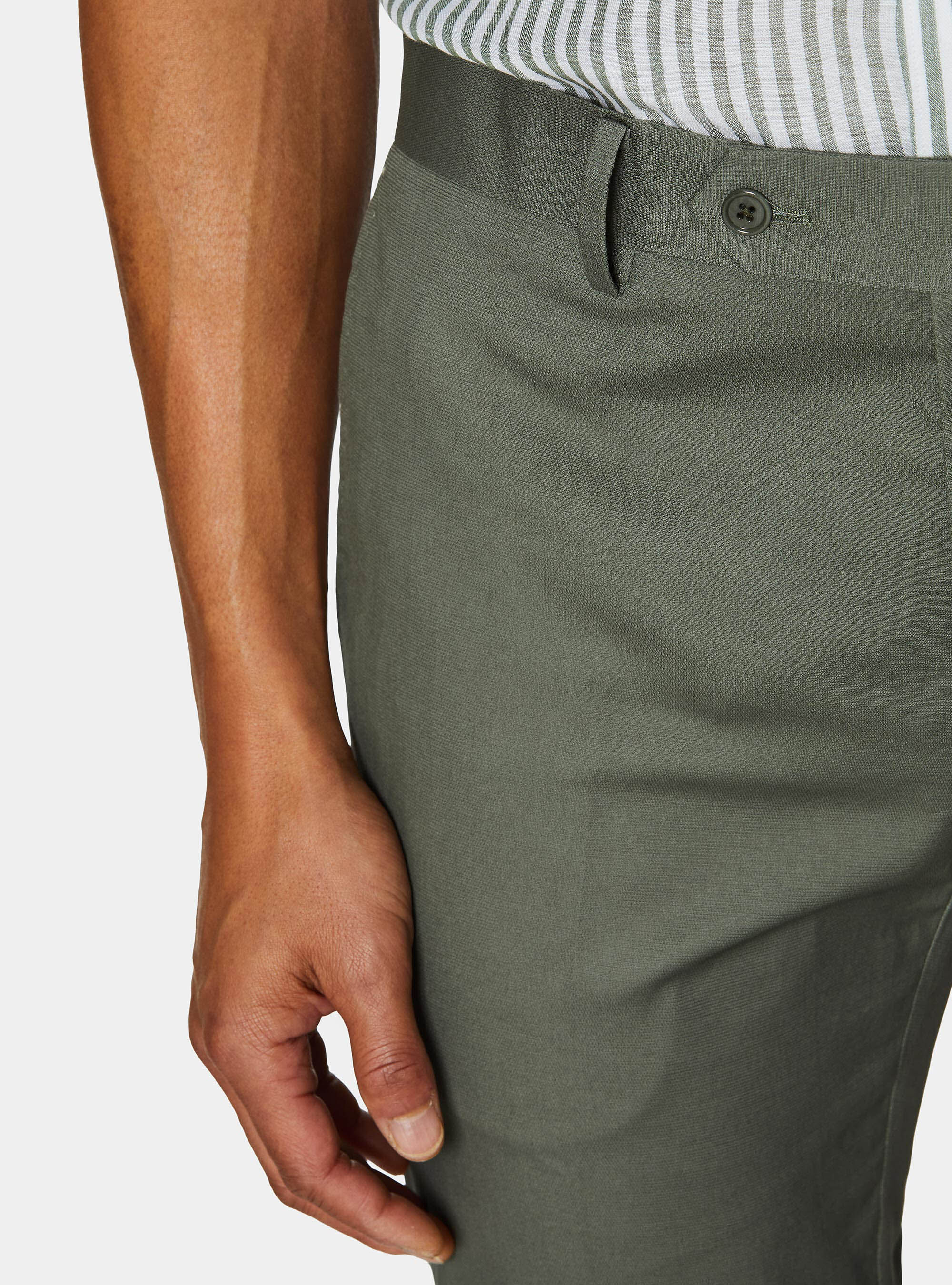 Pantaloni abito in cotone, SALVIA 0602C