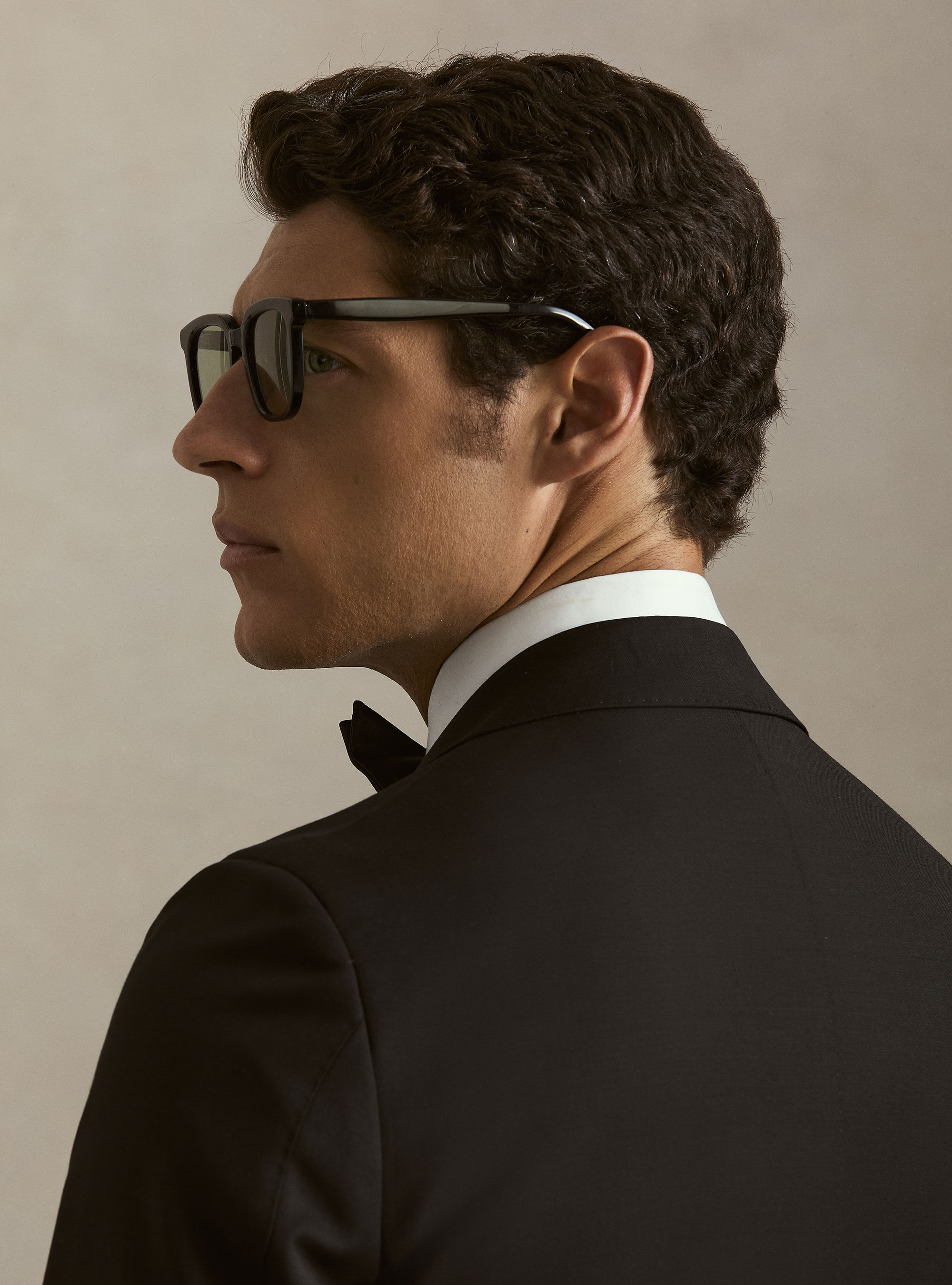 Giacca smoking in lana superfine 120's, NERO