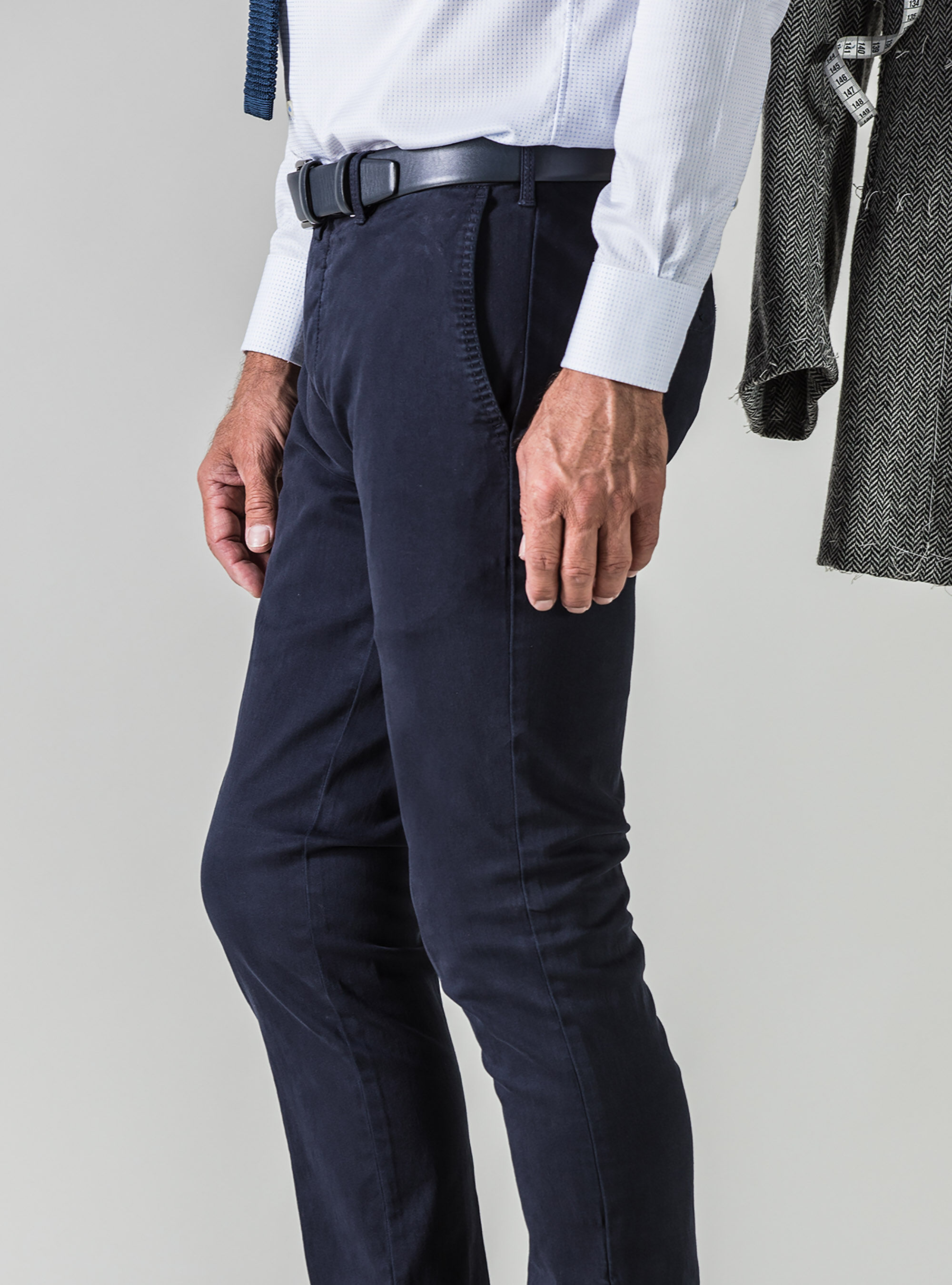 Pantaloni chino in twill di cotone stretch, NAVY BLUE