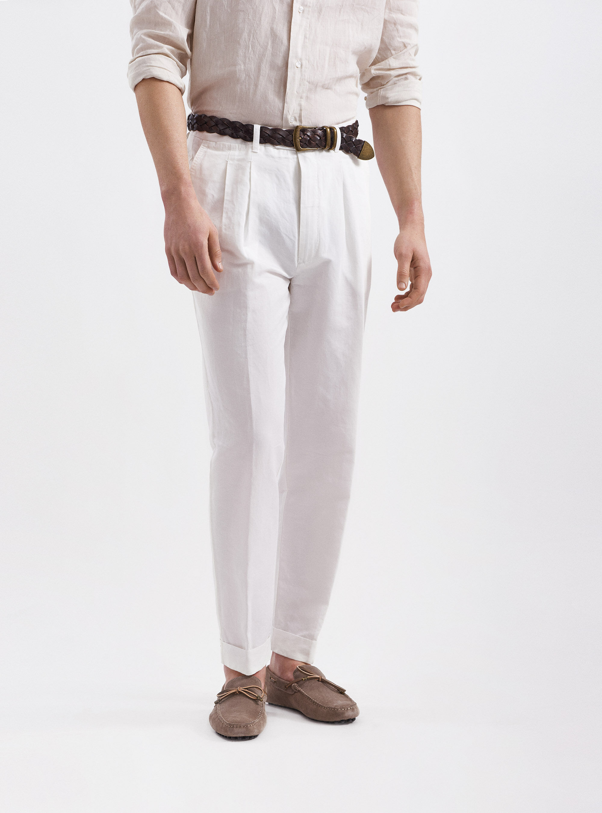 Mens pleated linen pants best sale