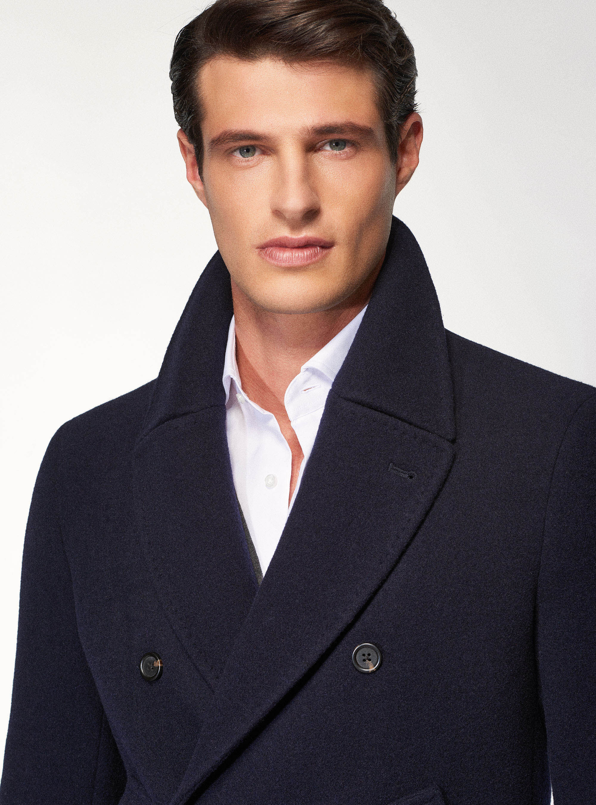 Peacoat in misto lana, BLU NAVY