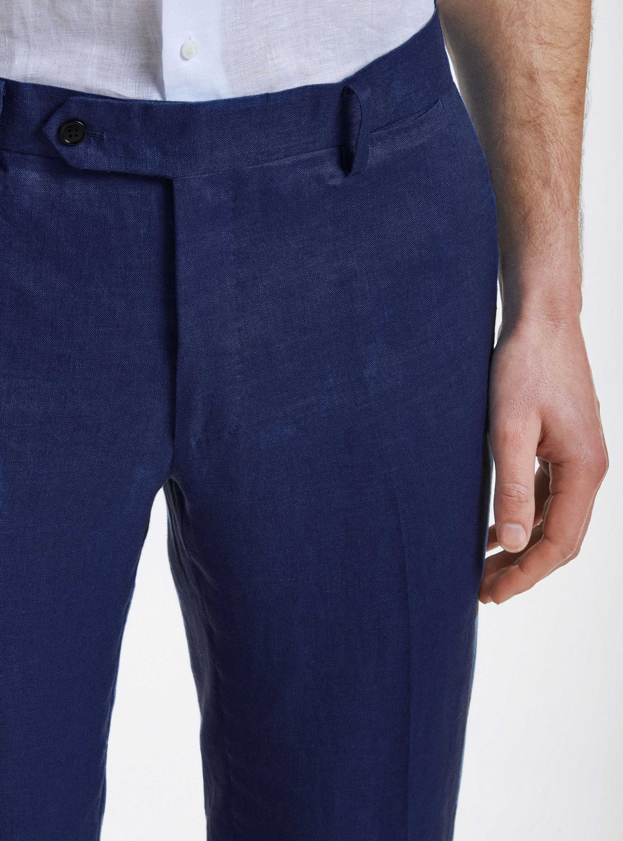 Pure linen suit trousers, BLUE
