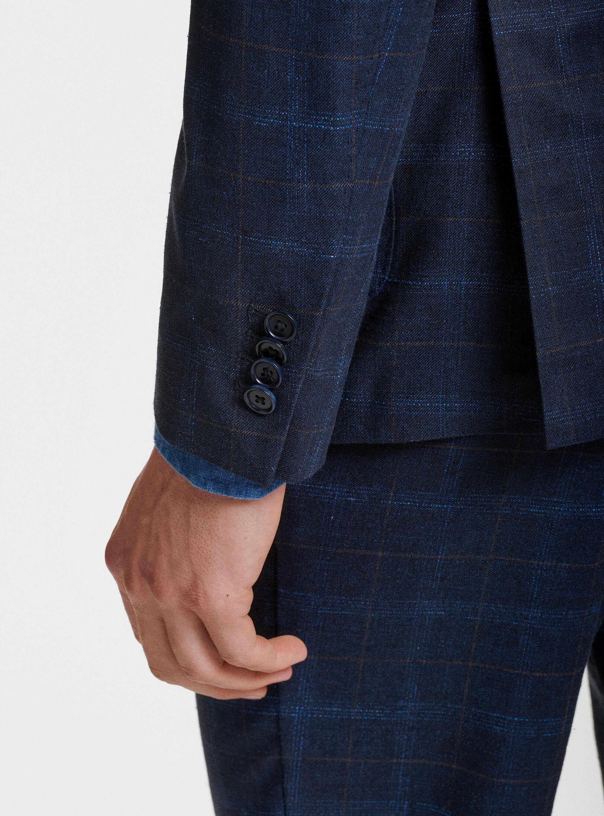 Giacca per abito in lana cotone e lino Marlane, BLU NAVY