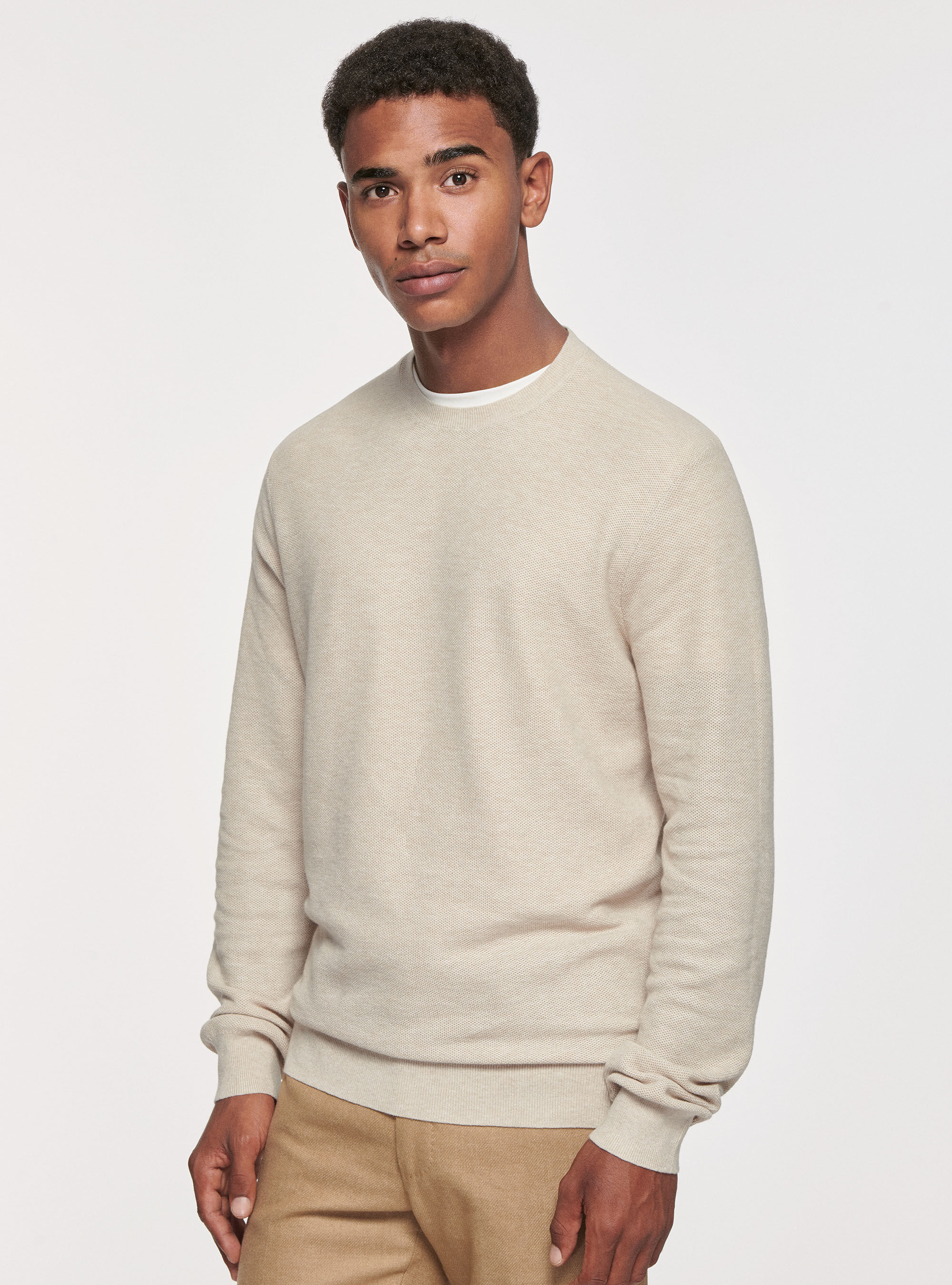 Rice stitch sweater in cotton cashmere