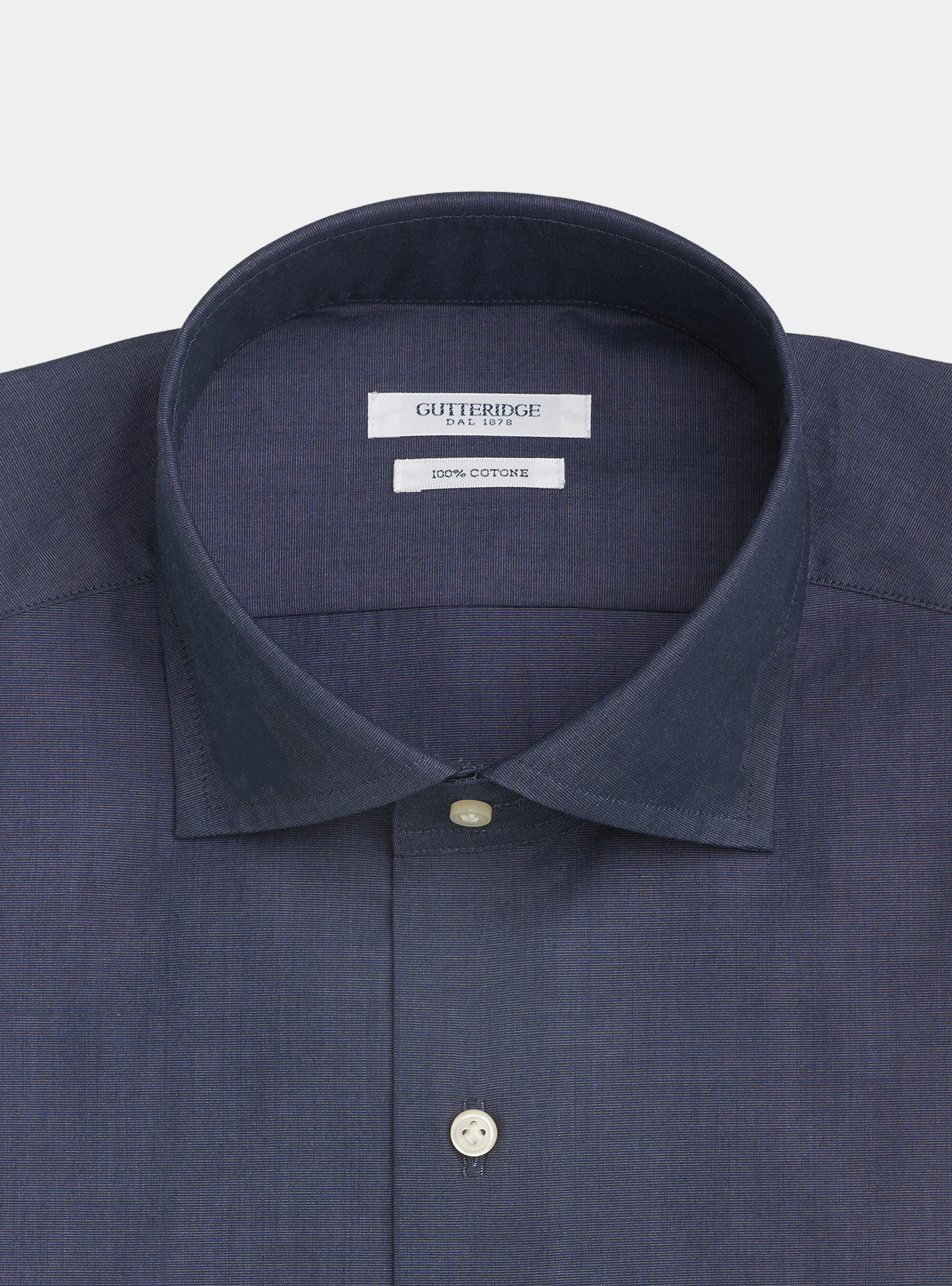 Camicia collo francese semiaperto in fil a fil di cotone