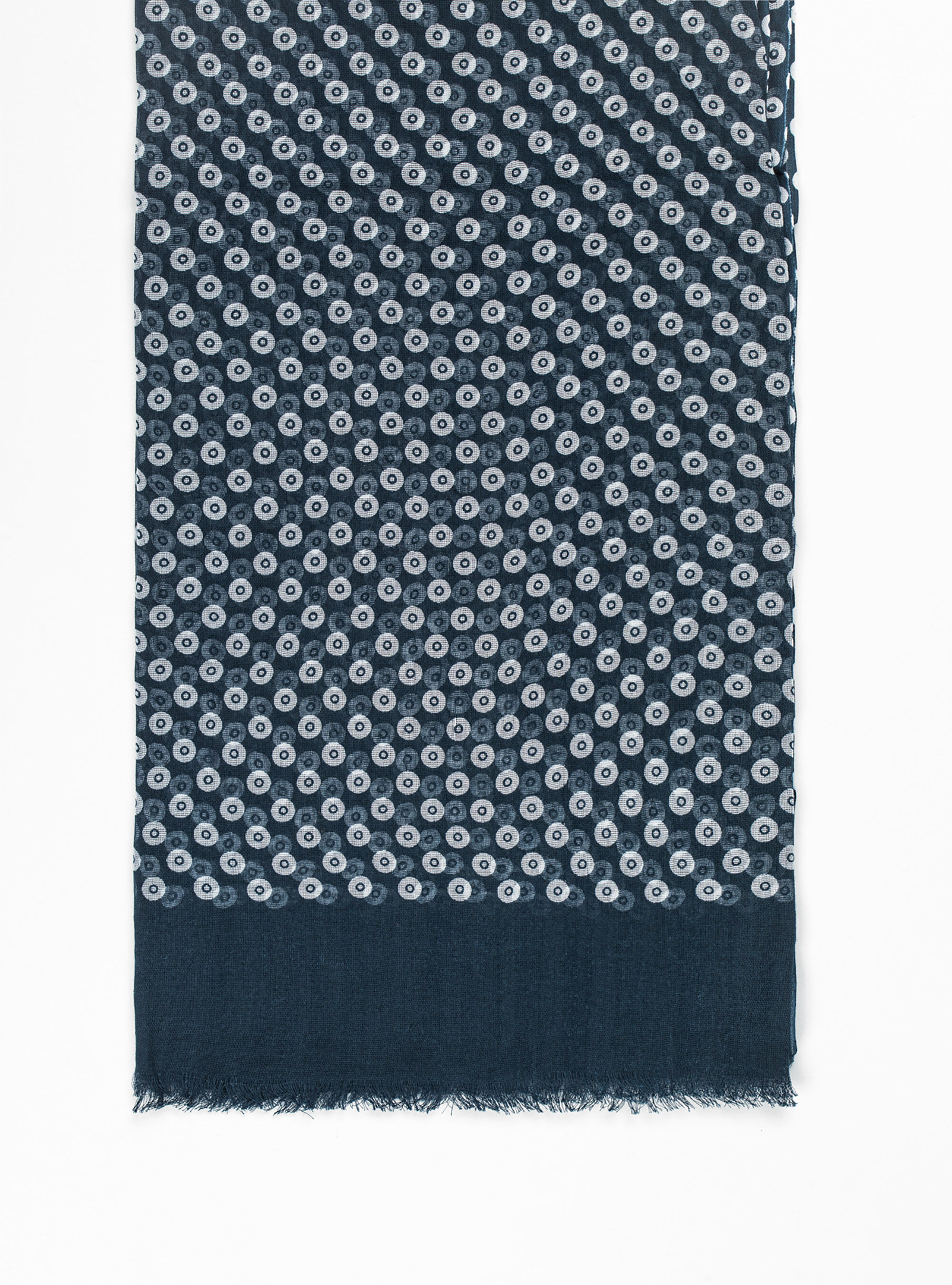 Sciarpa cotone fantasia cerchi, BLU NAVY