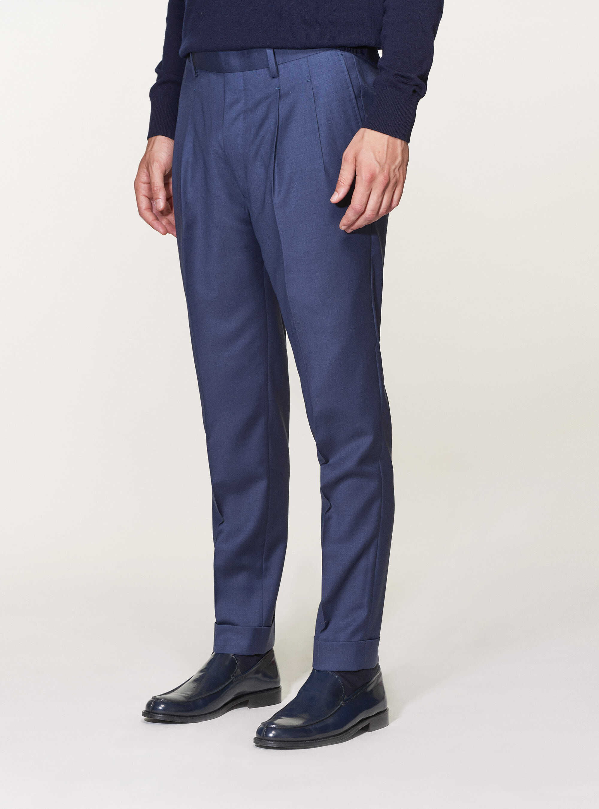 Double pleat trousers in pure 120 s superfine wool Gutteridge Men s Trousers
