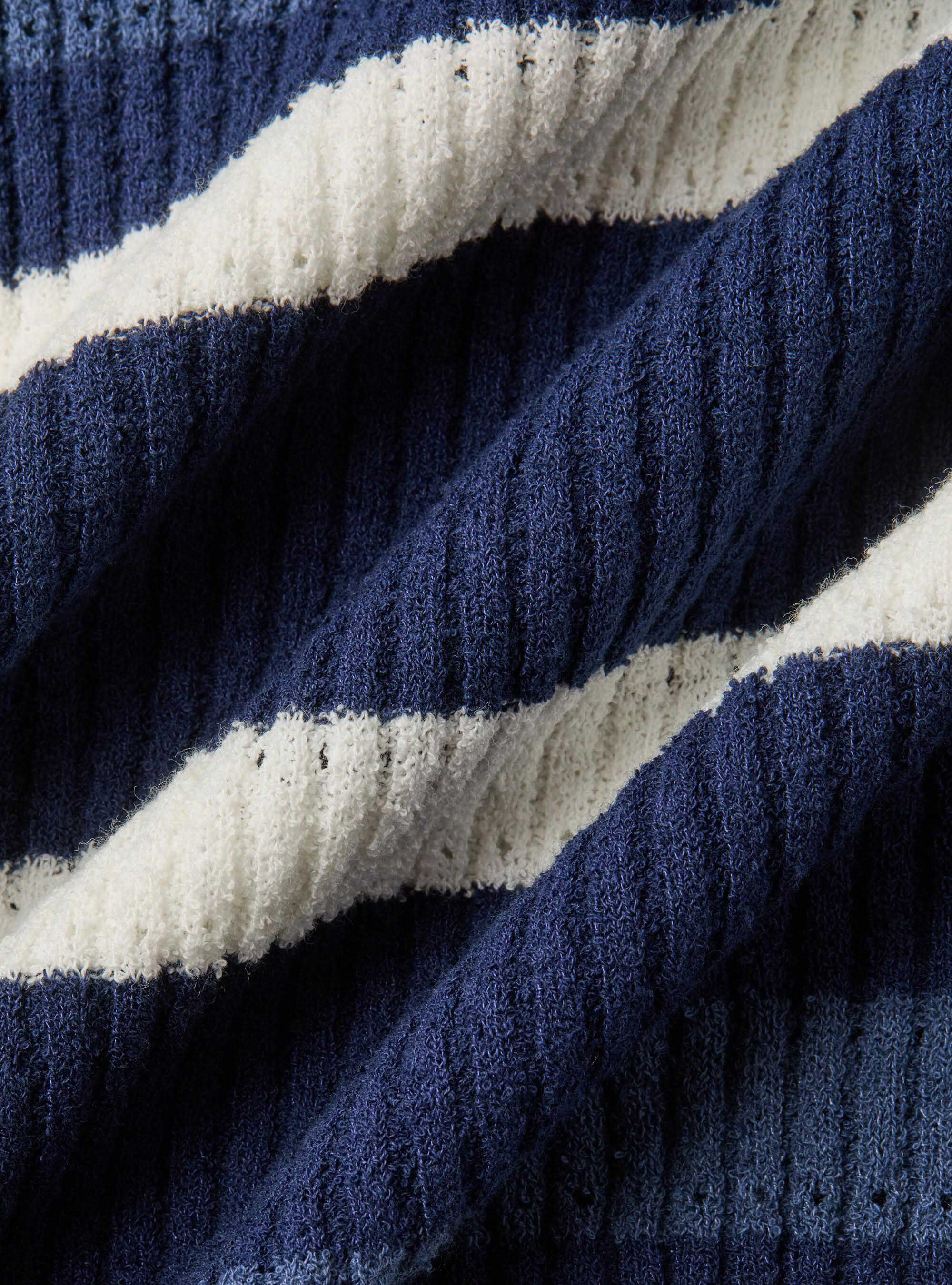 Polo rigata in maglia boucl&egrave;, BLU NAVY