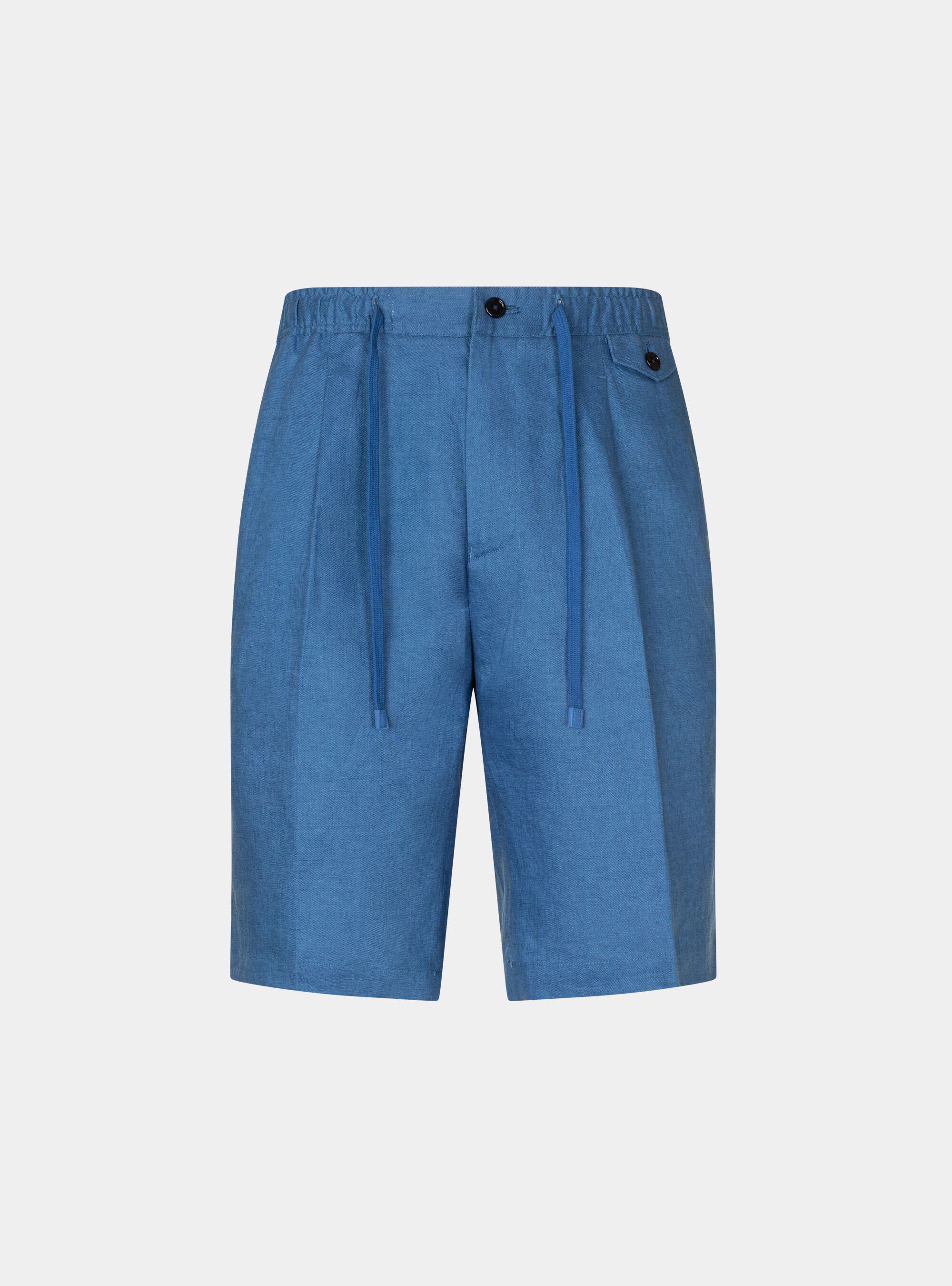 Bermuda tinta unita in puro lino, 0226C CERULEO