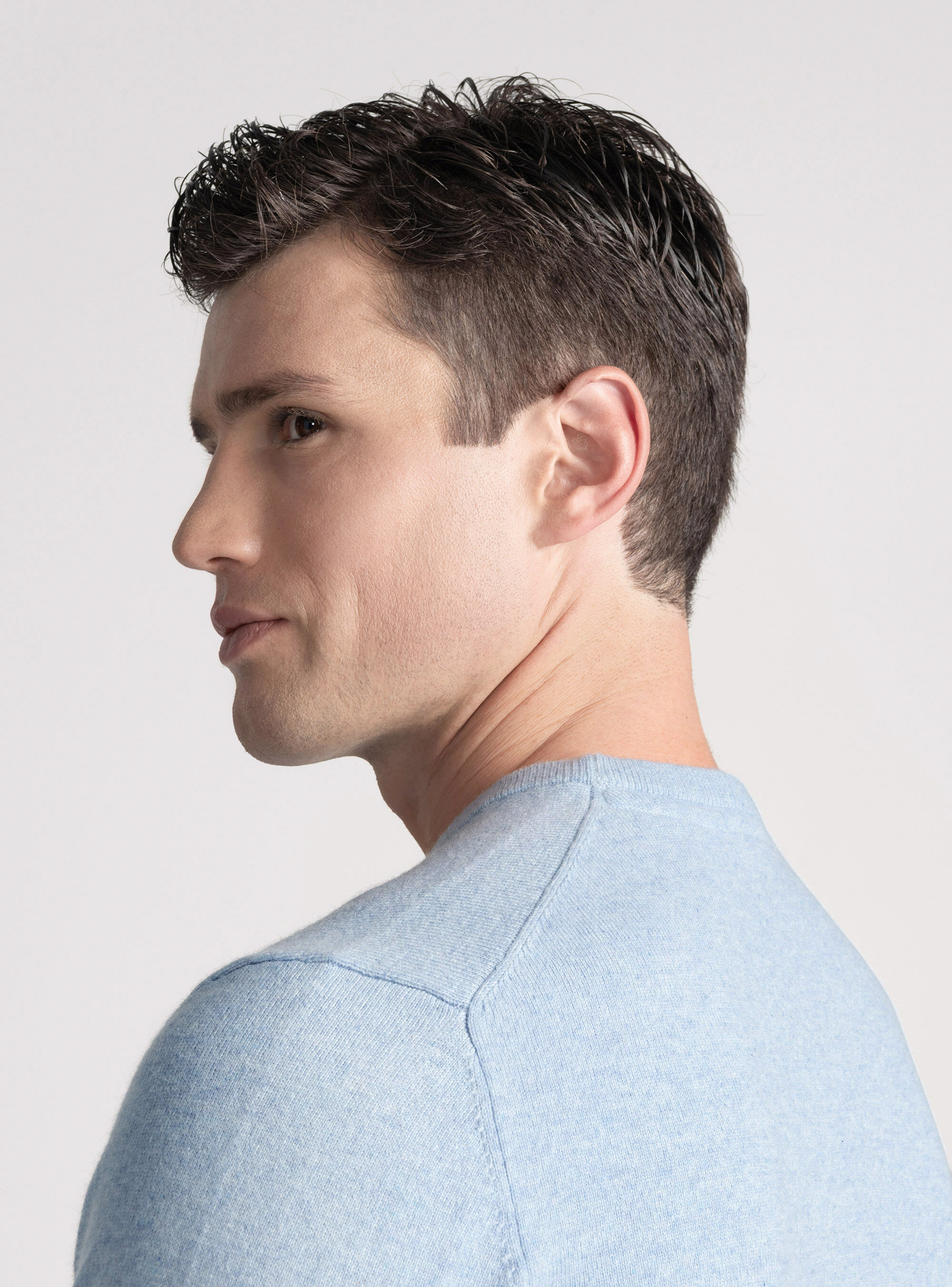 Punto de cachemira con cuello redondo, AZZURRO POLVERE 0283C