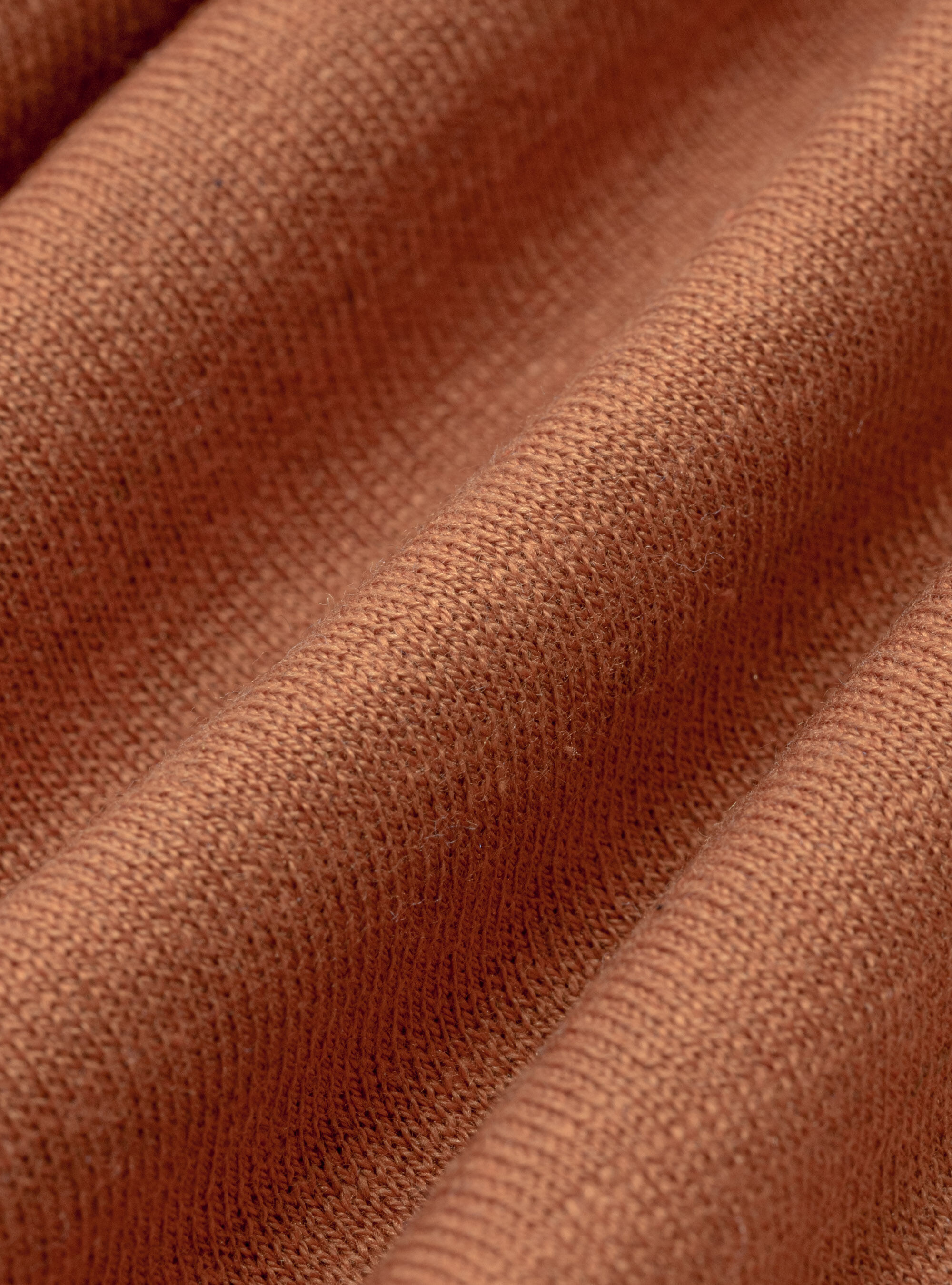 Pull &agrave; col ras du cou en soie et coton, ORANGE
