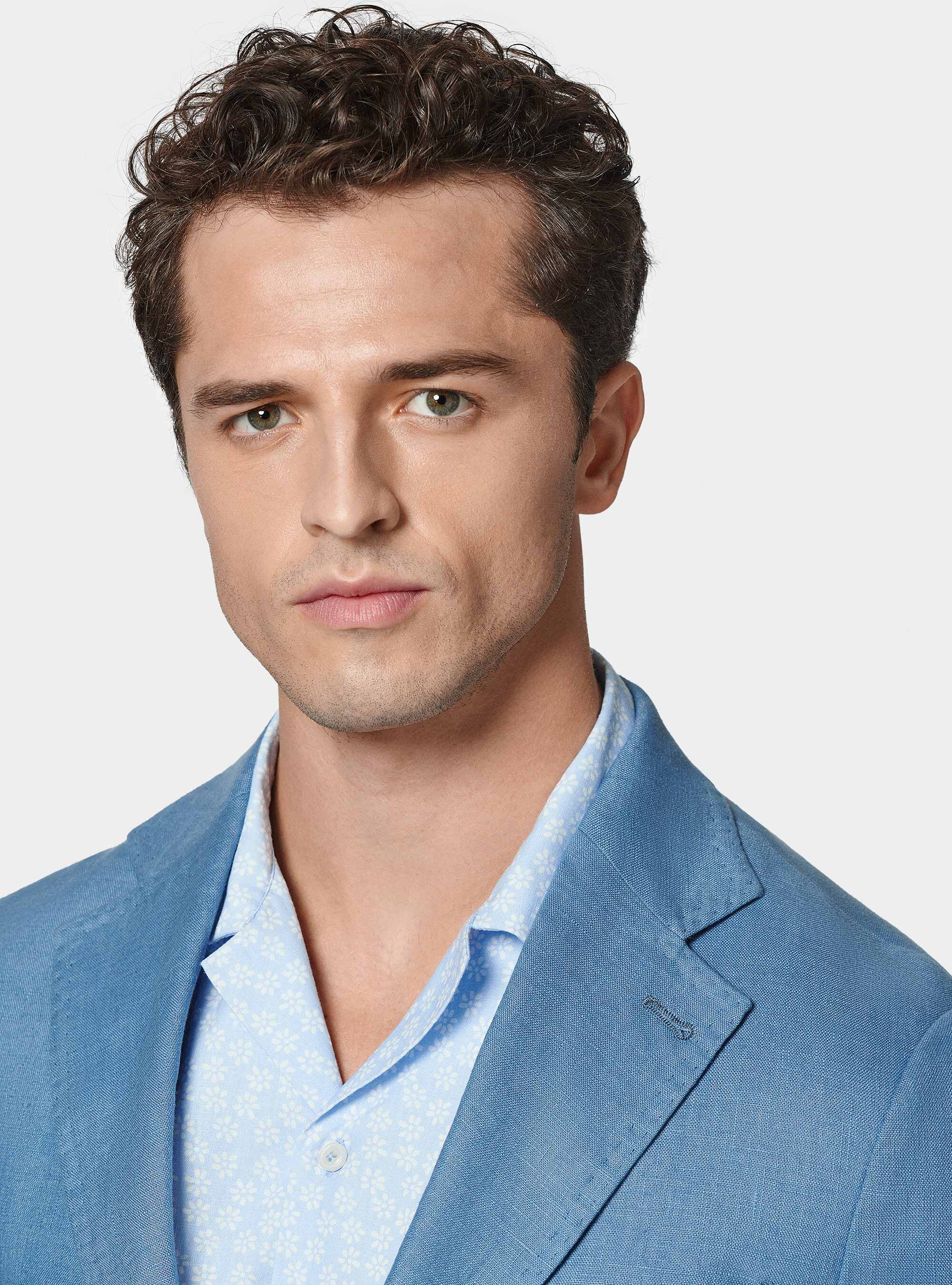 Pure linen suit blazer, AZZURRO POLVERE 0283C