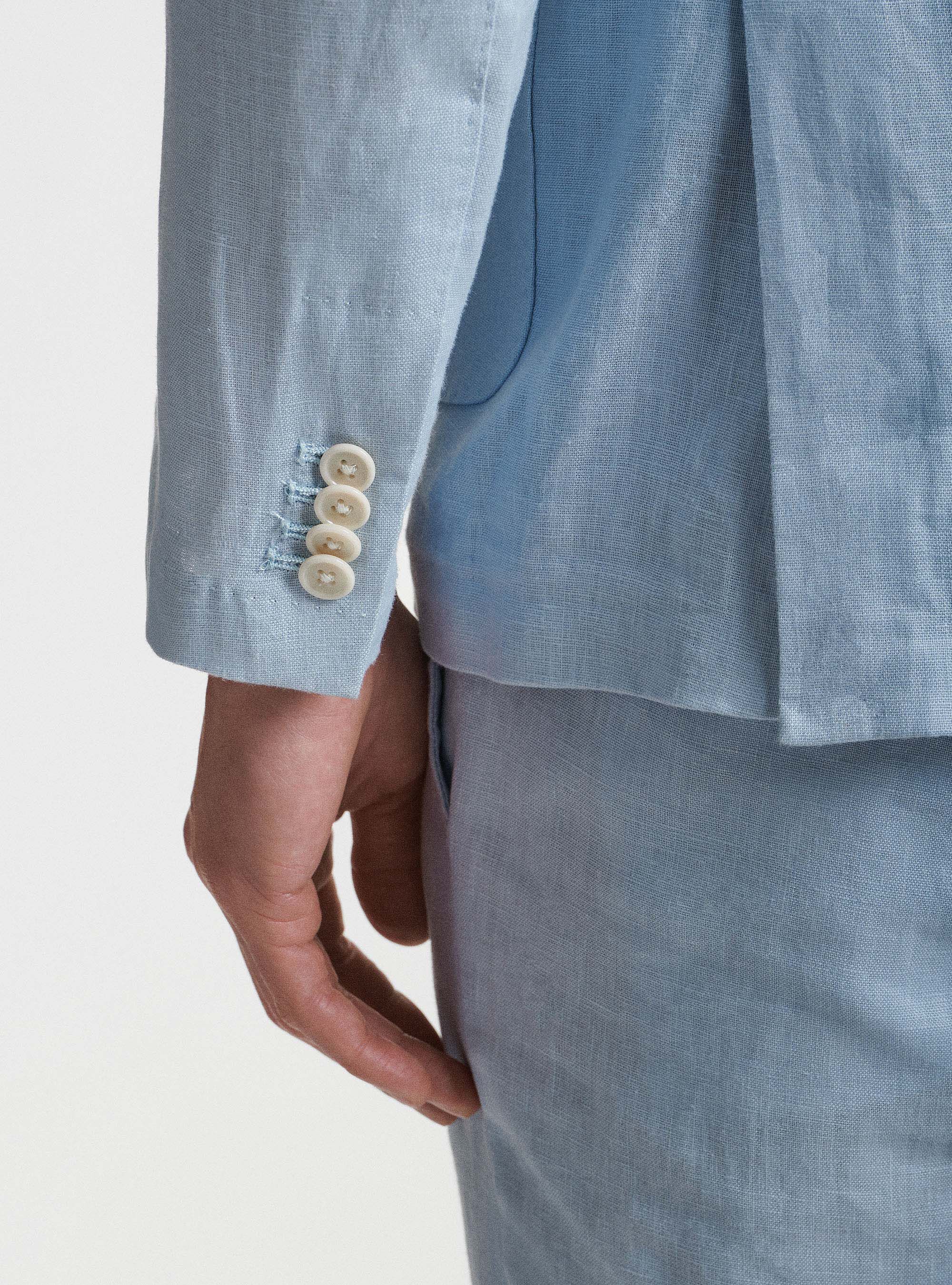 Giacca per abito in puro lino, AZZURRO