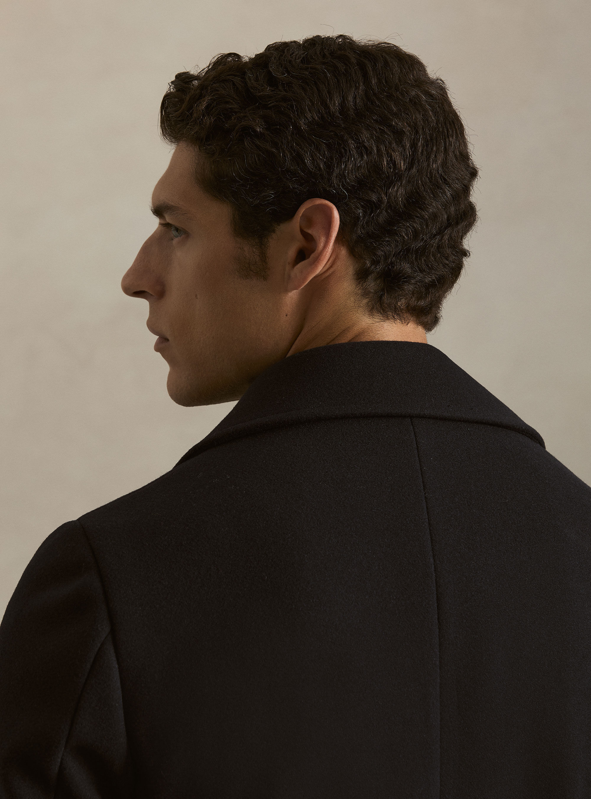 Peacoat in misto lana con bottone metallo, BLU NAVY