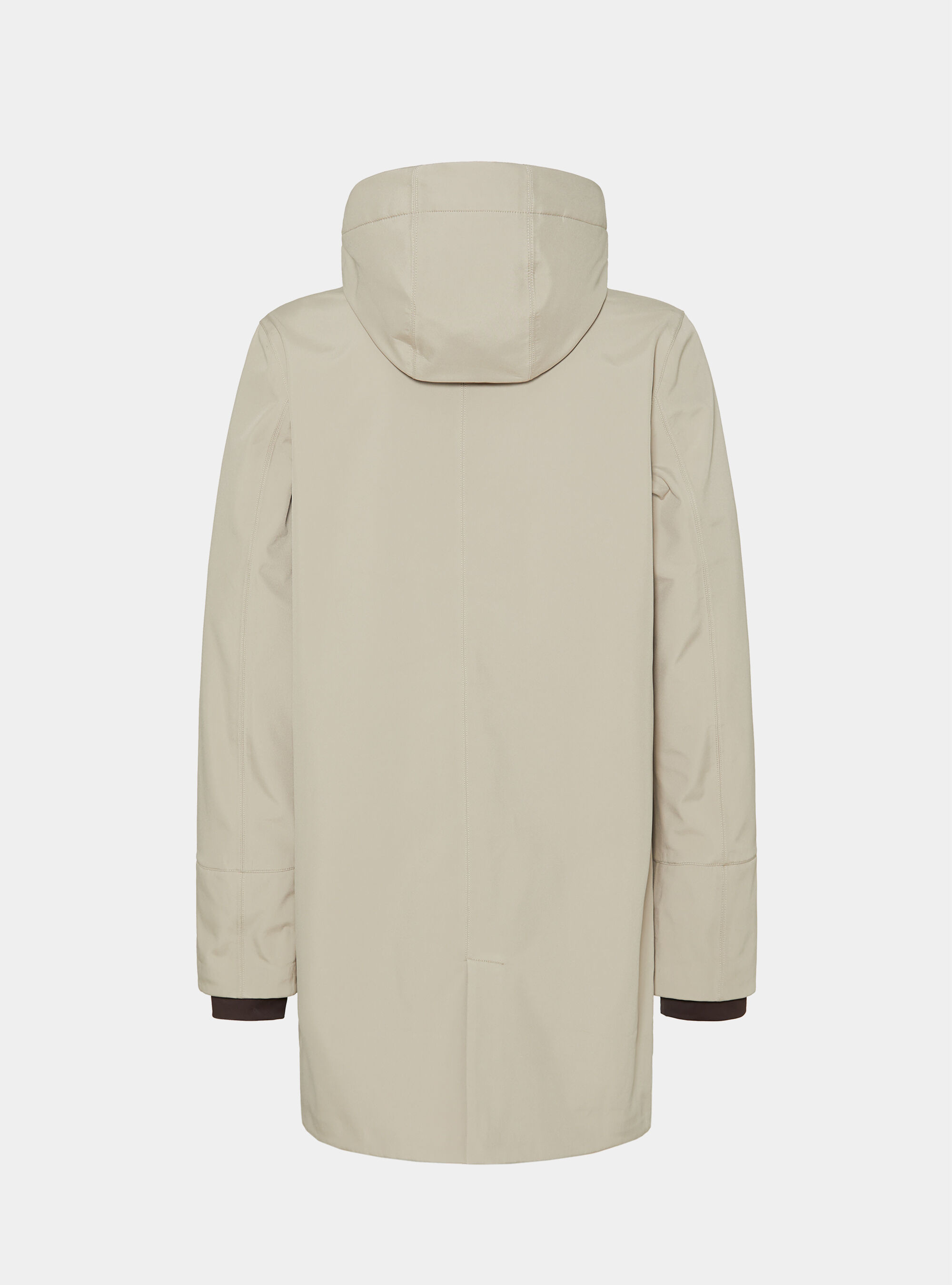 Long technical jacket with hood, SAND