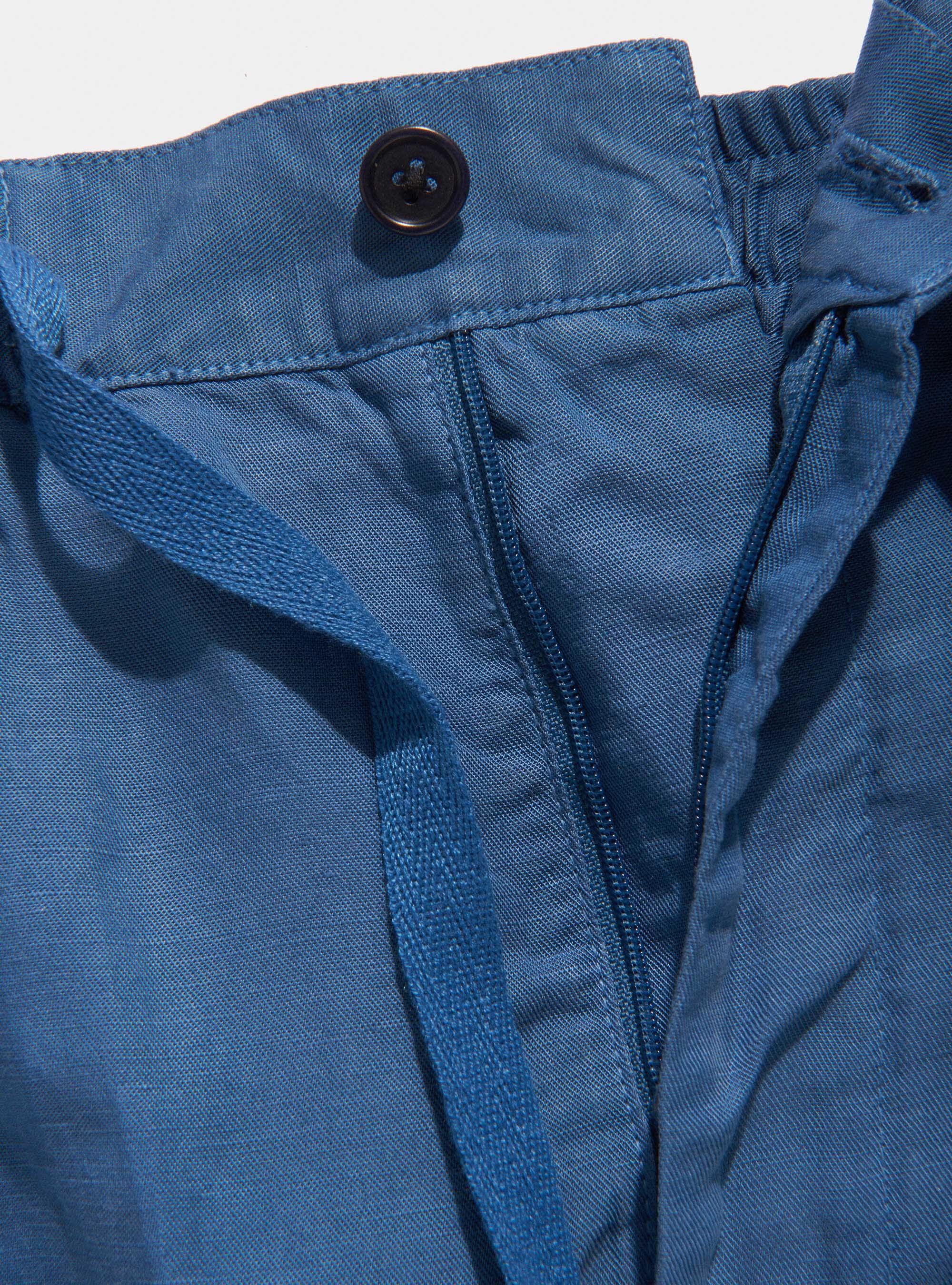 Linen blend bermuda shorts with drawstrings, BLUE ROYAL