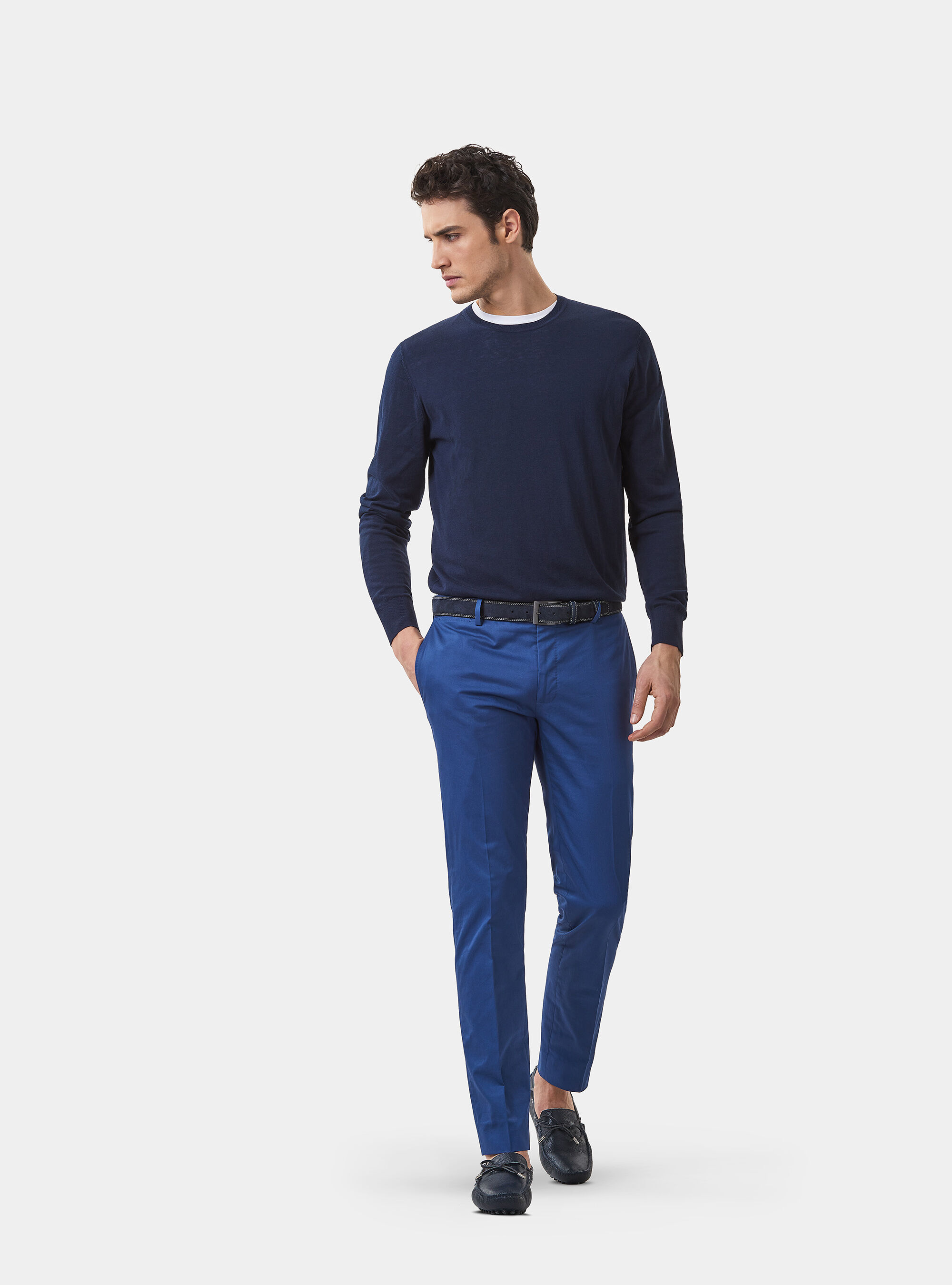 Cotton suit trousers, BLUE