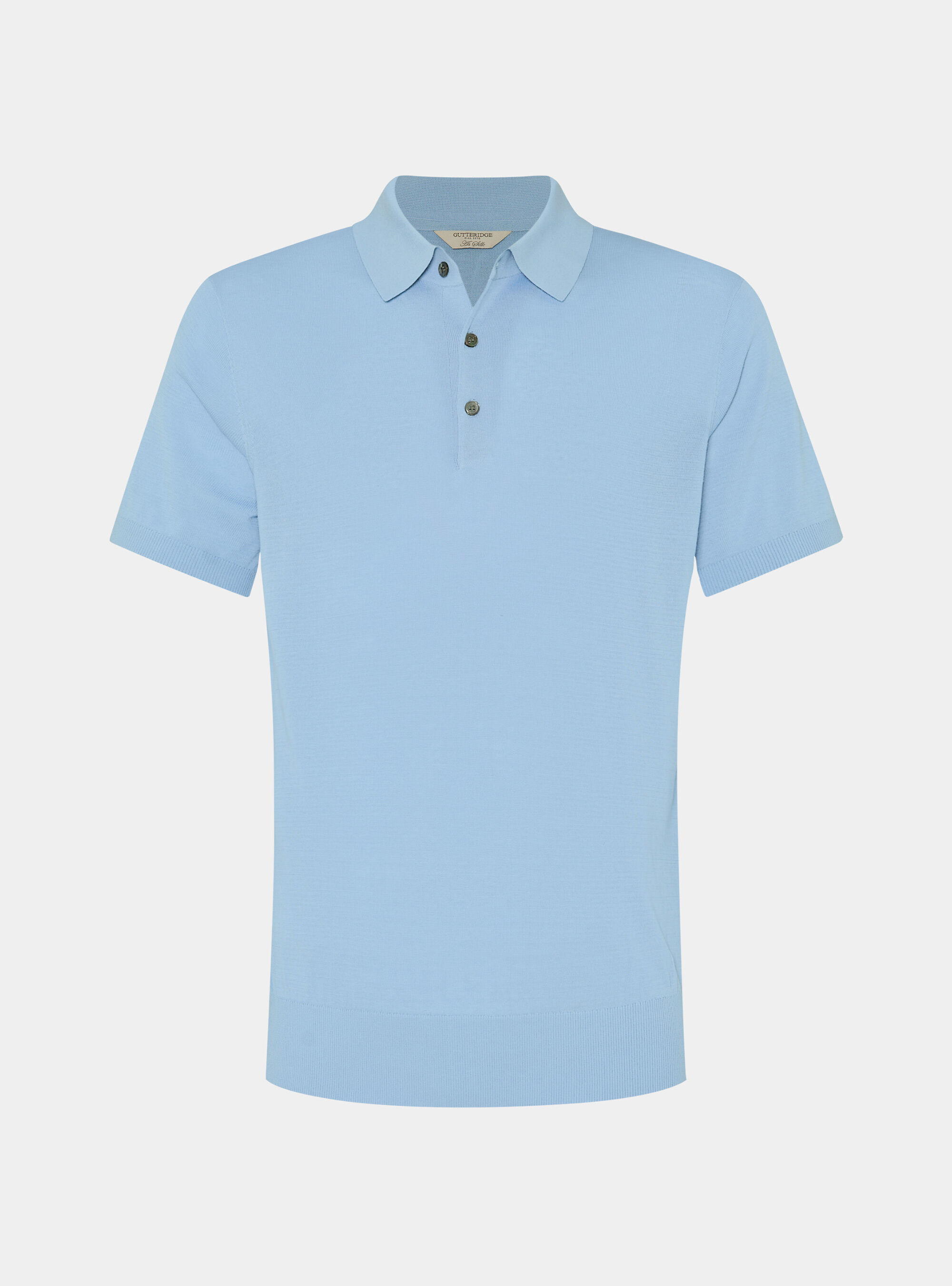 Cotton and silk polo shirt, 0266C AZZURRO