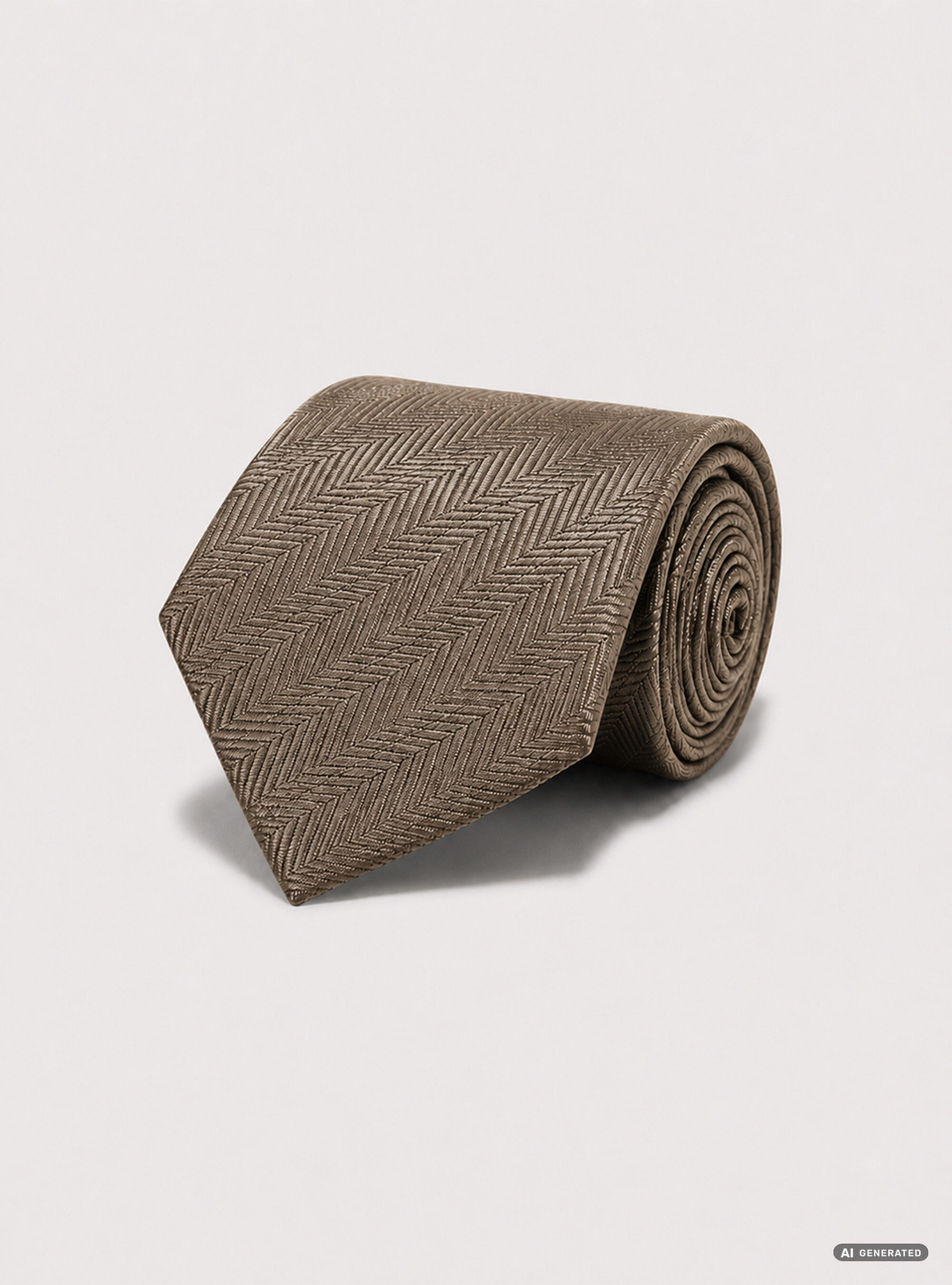 Herringbone silk tie, BROWN