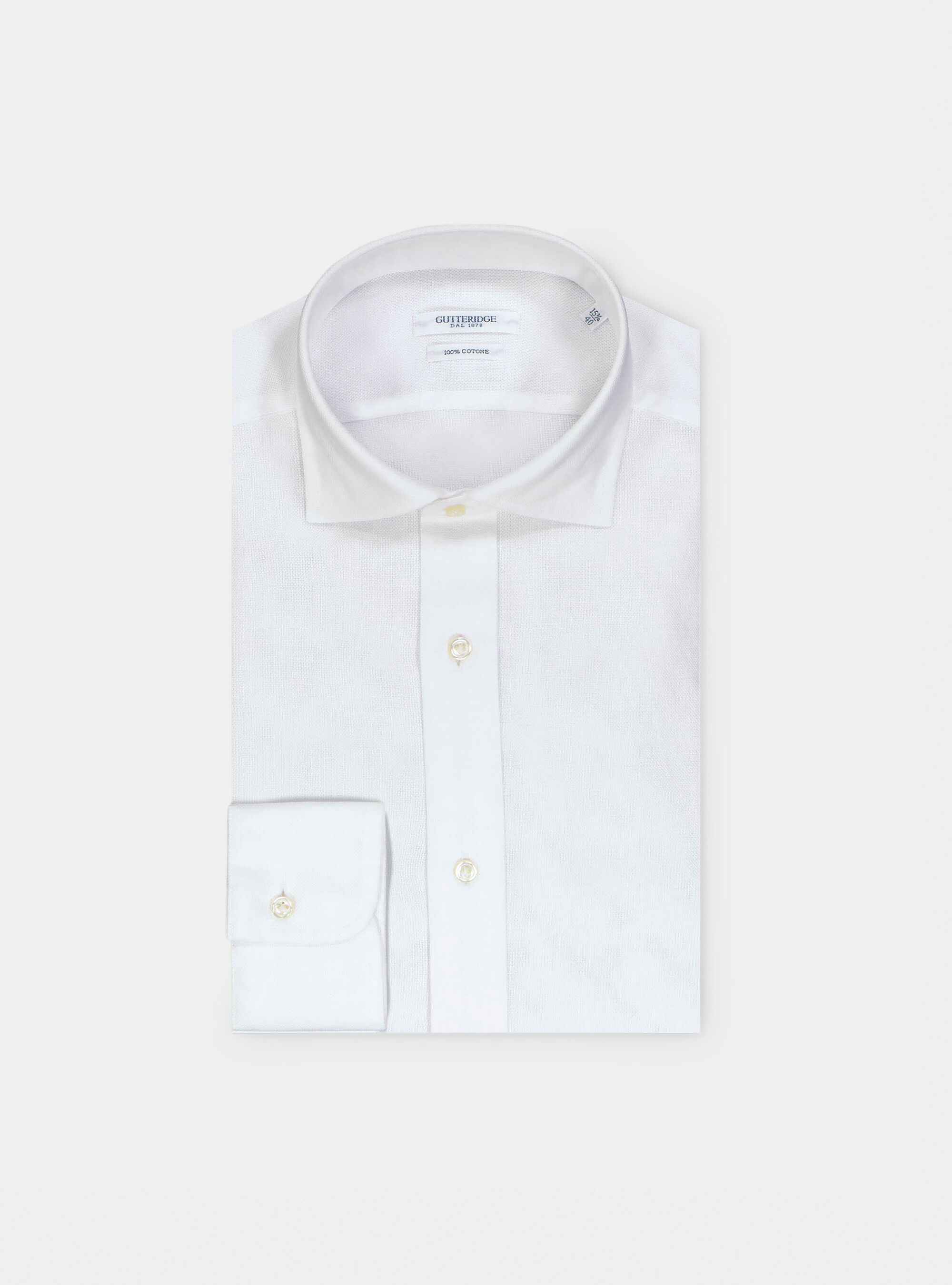 Camicia collo francese piccolo in giro inglese, BIANCO