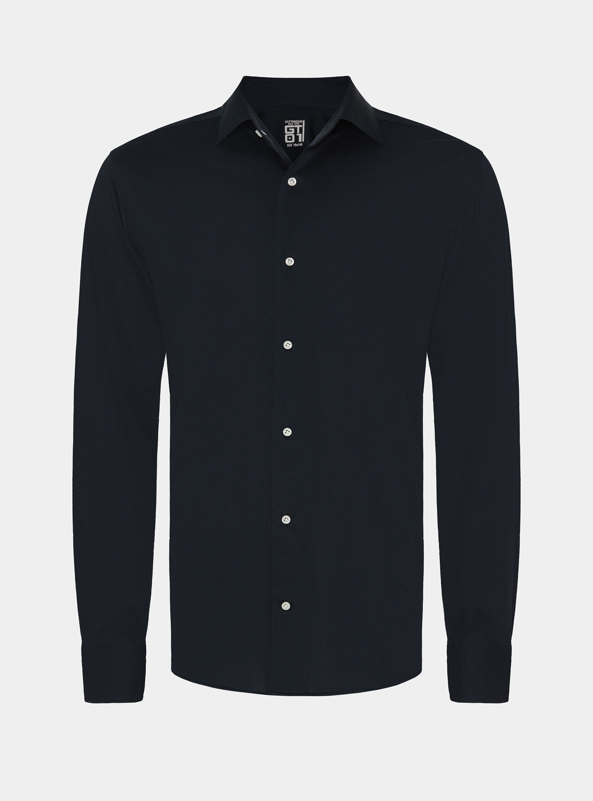 Camicia in jersey misto cotone paramontura, BLU NAVY