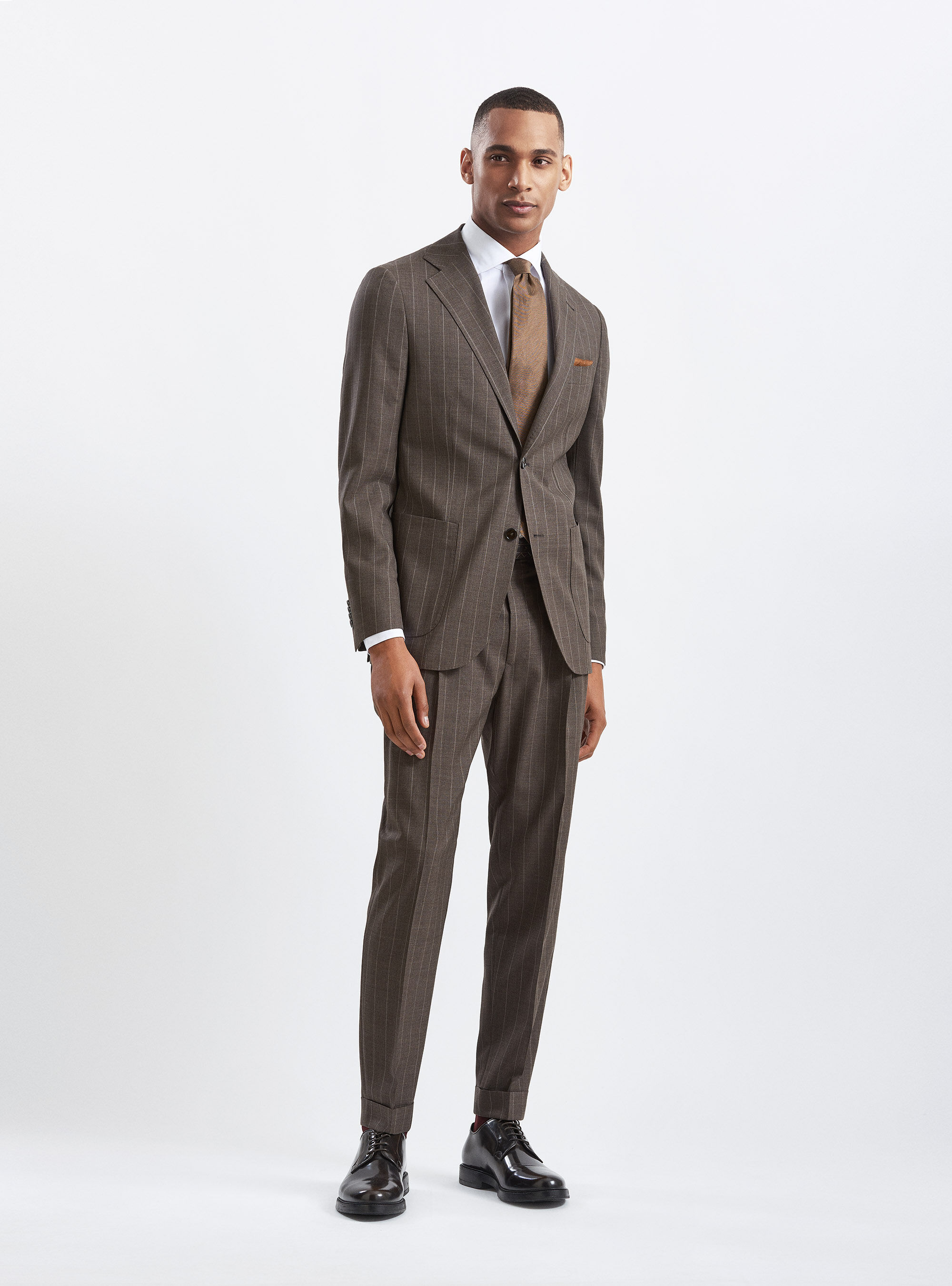 Abito marrone in lana gessata Vitale Barberis Canonico