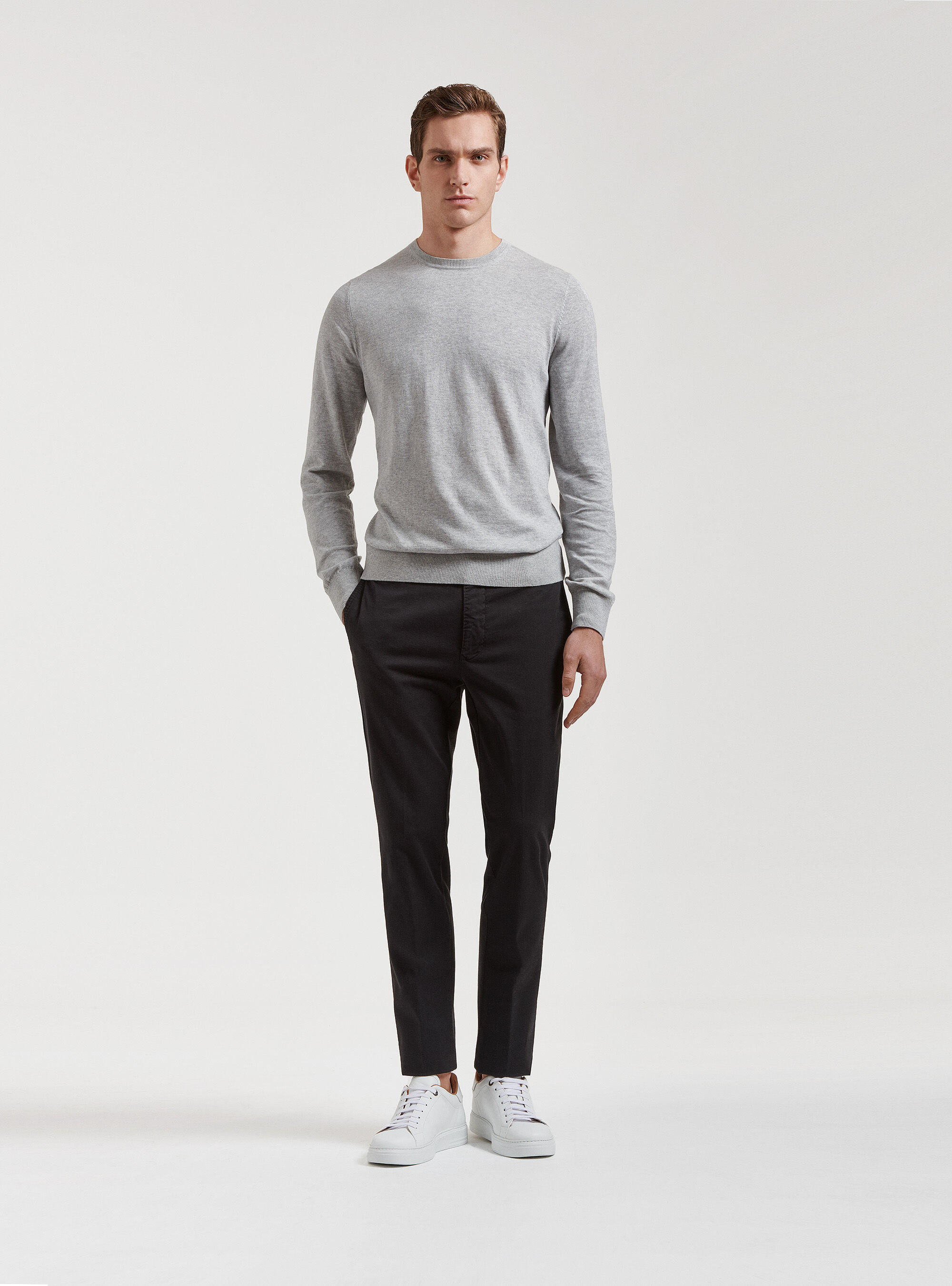 Jersey de cuello redondo de algod&oacute;n, seda y cachemira