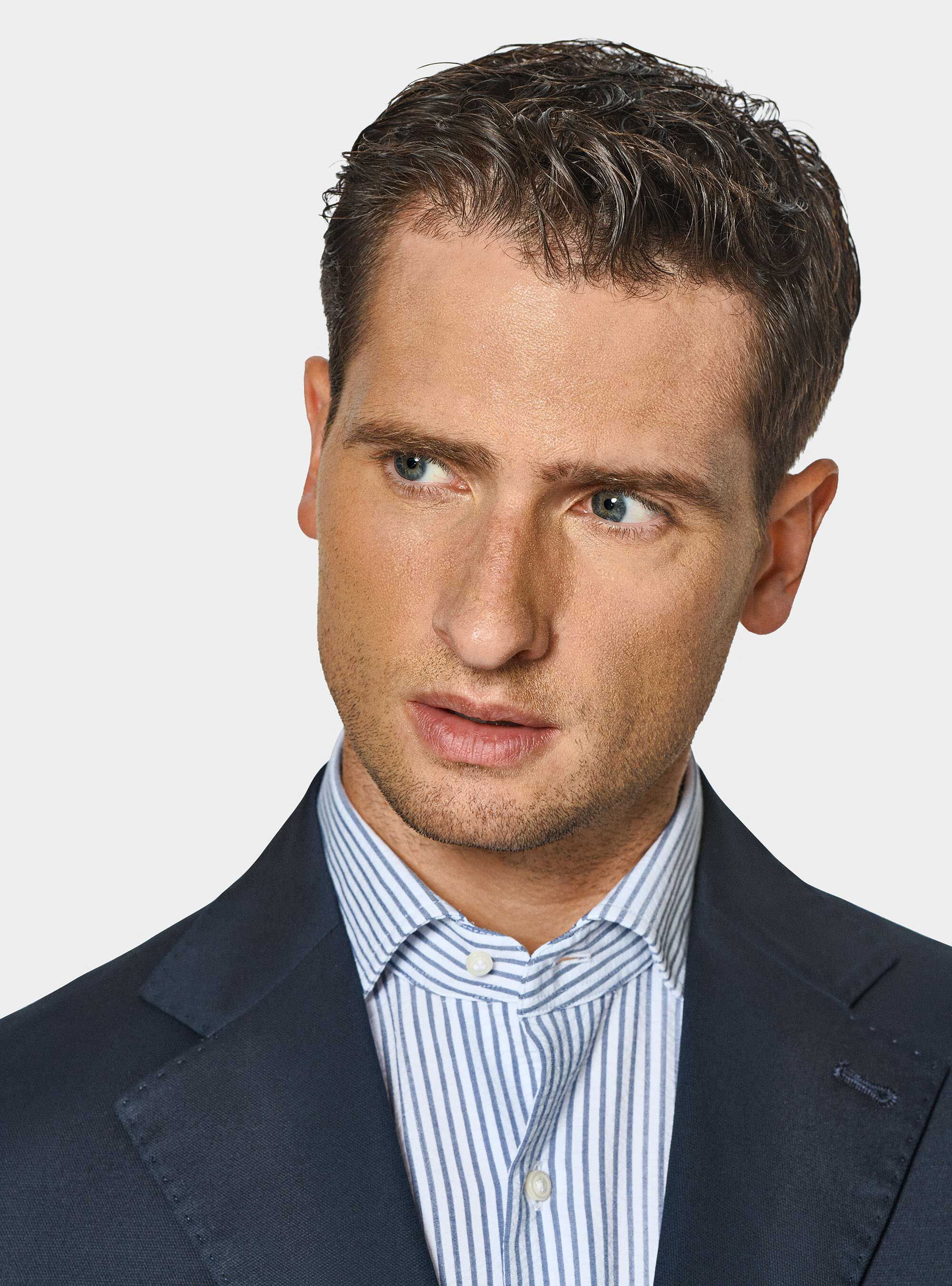 Giacca abito in cotone armaturato, BLU NAVY