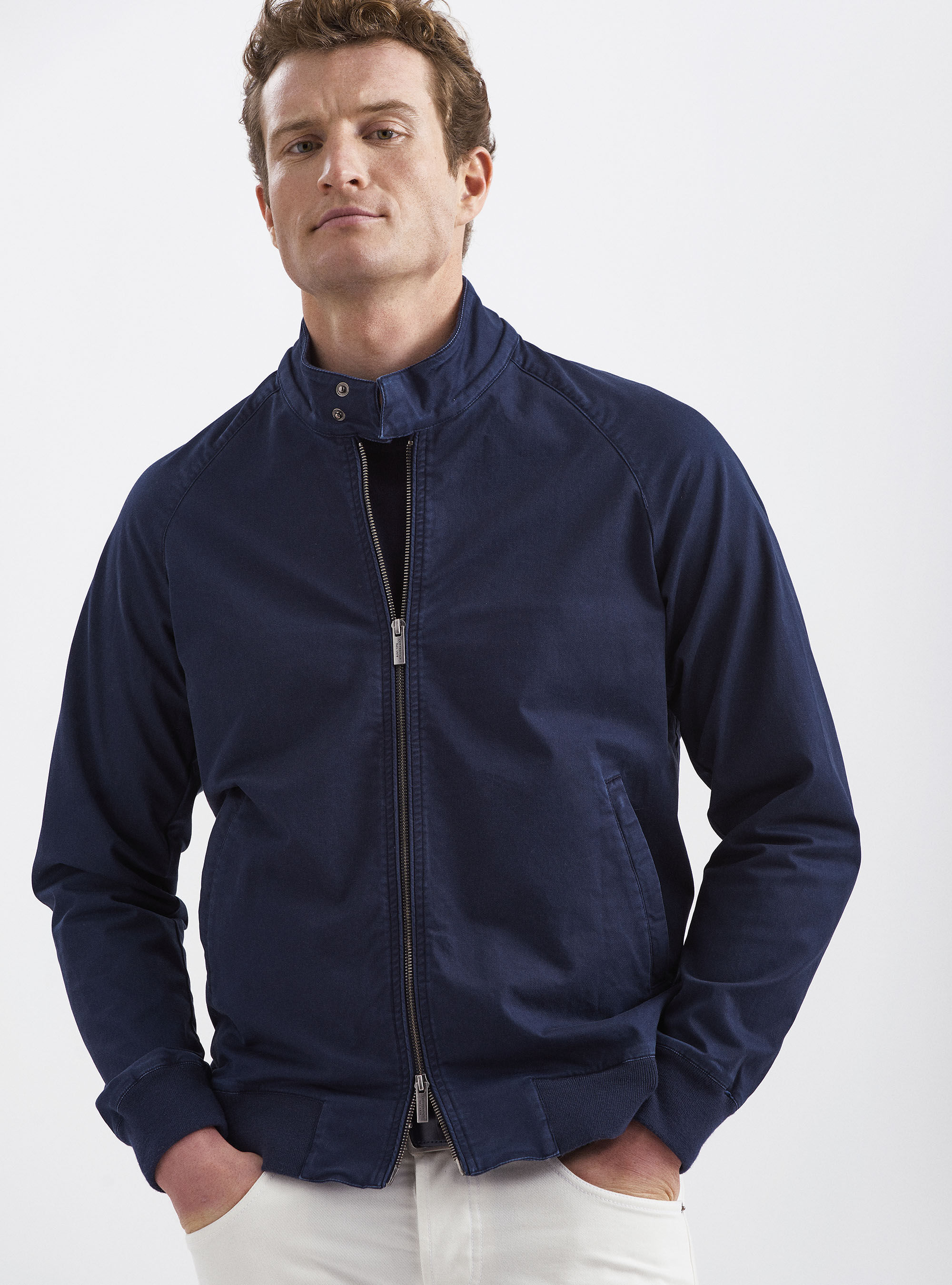 Stretch cotton twill bomber jacket