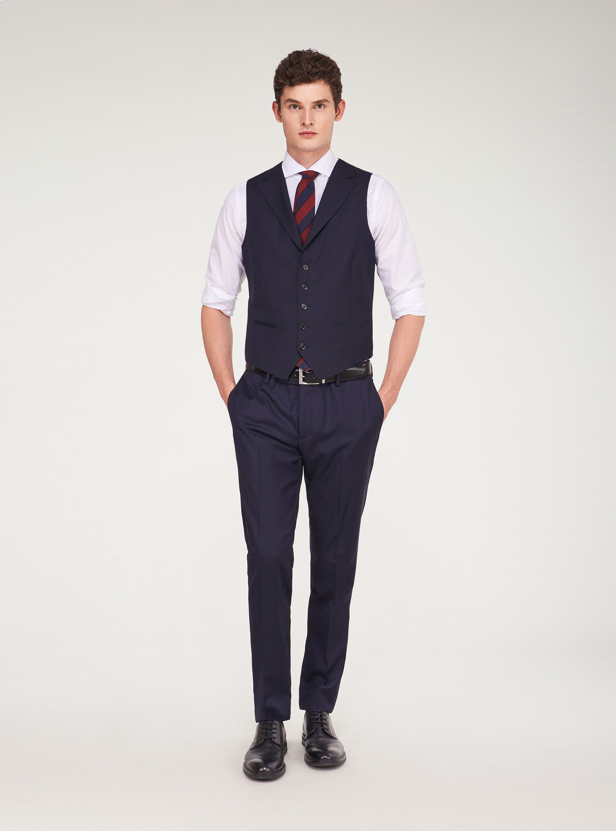 Super 120 s wool navy waistcoat GutteridgeEU Men s Special Prices