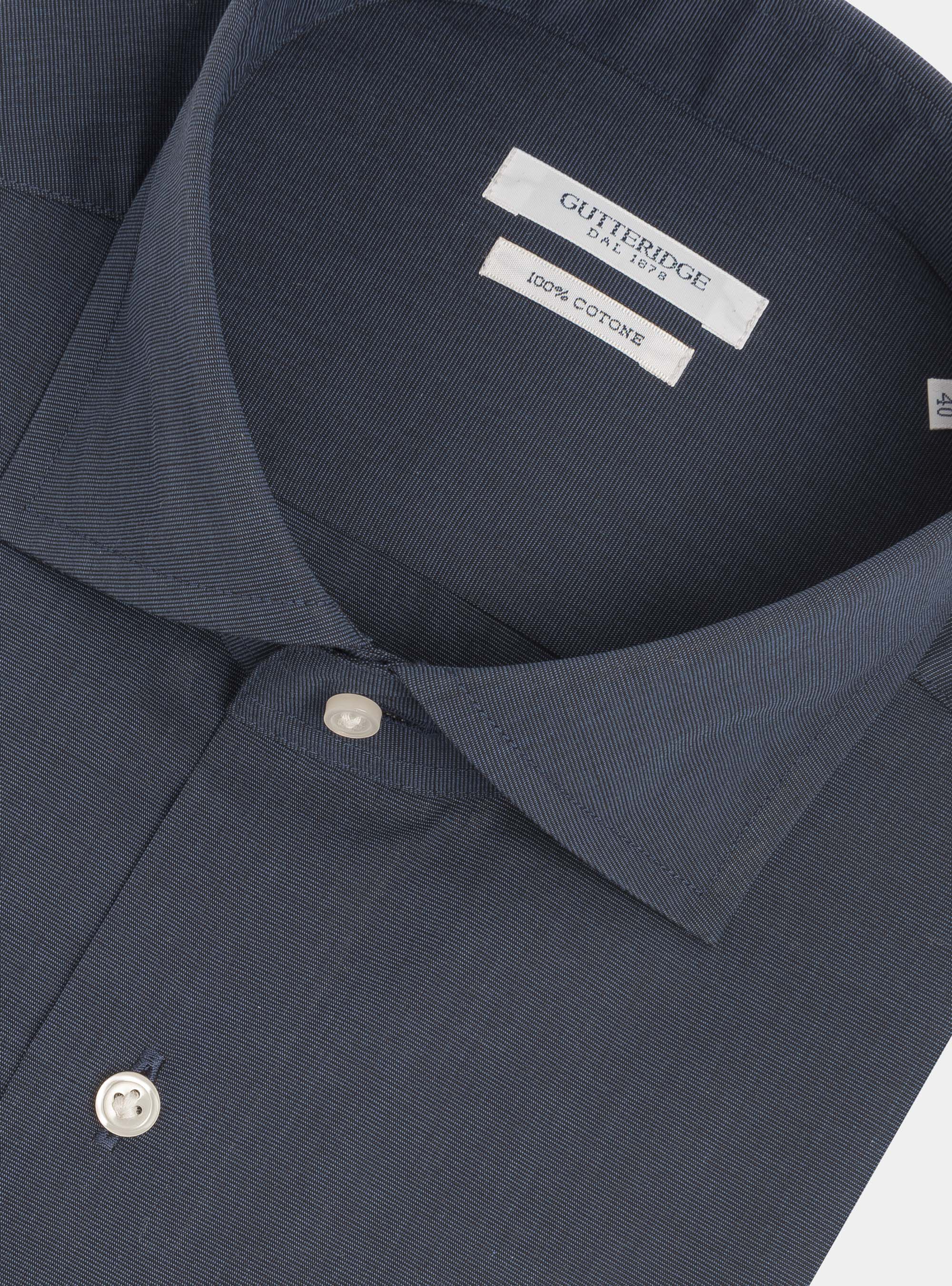 Baumwoll-Fil a Fil-Hemd mit halbfranz&ouml;sischem Kragen, NAVY 0218C