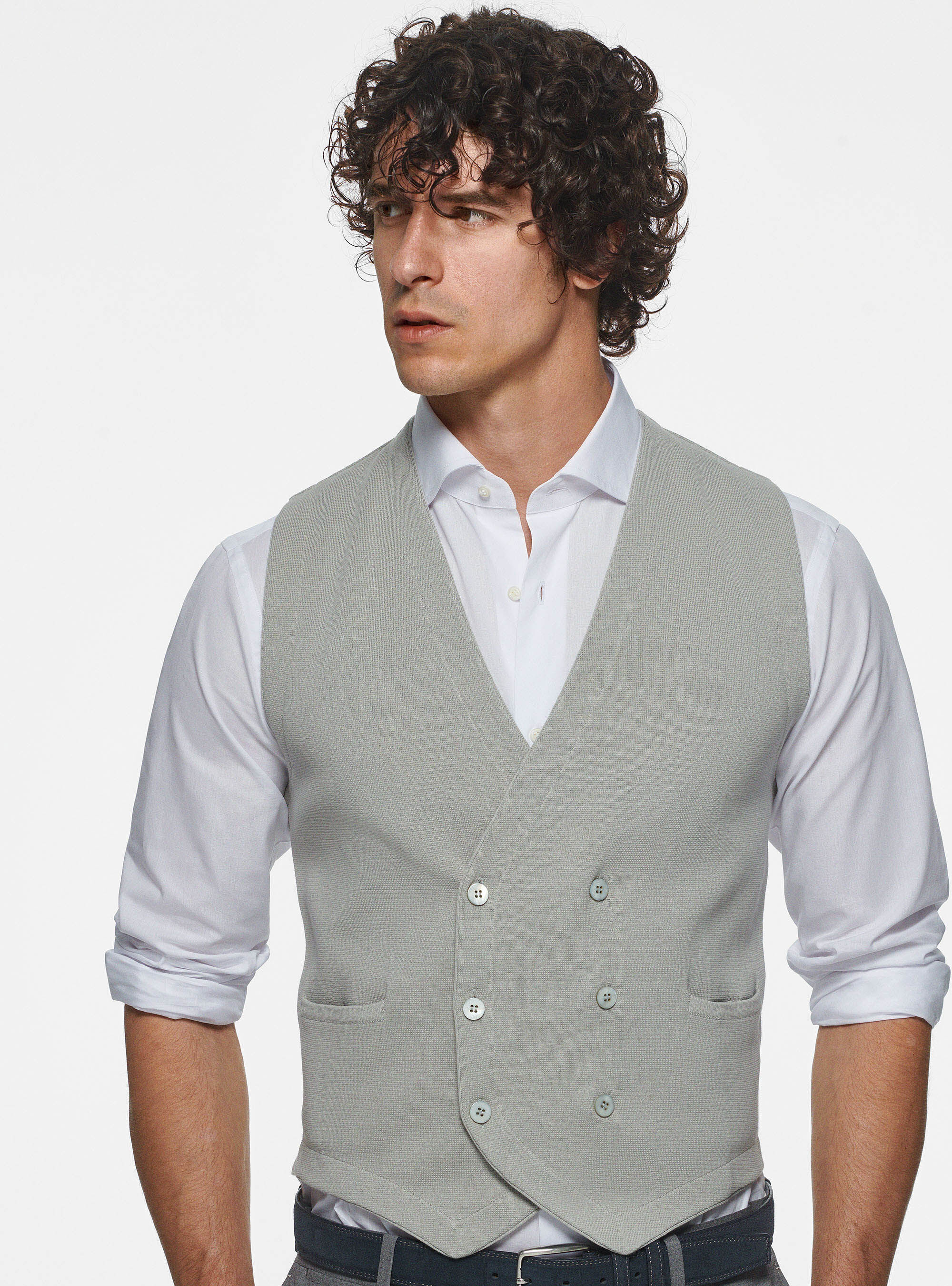 Light grey double breasted waistcoat top