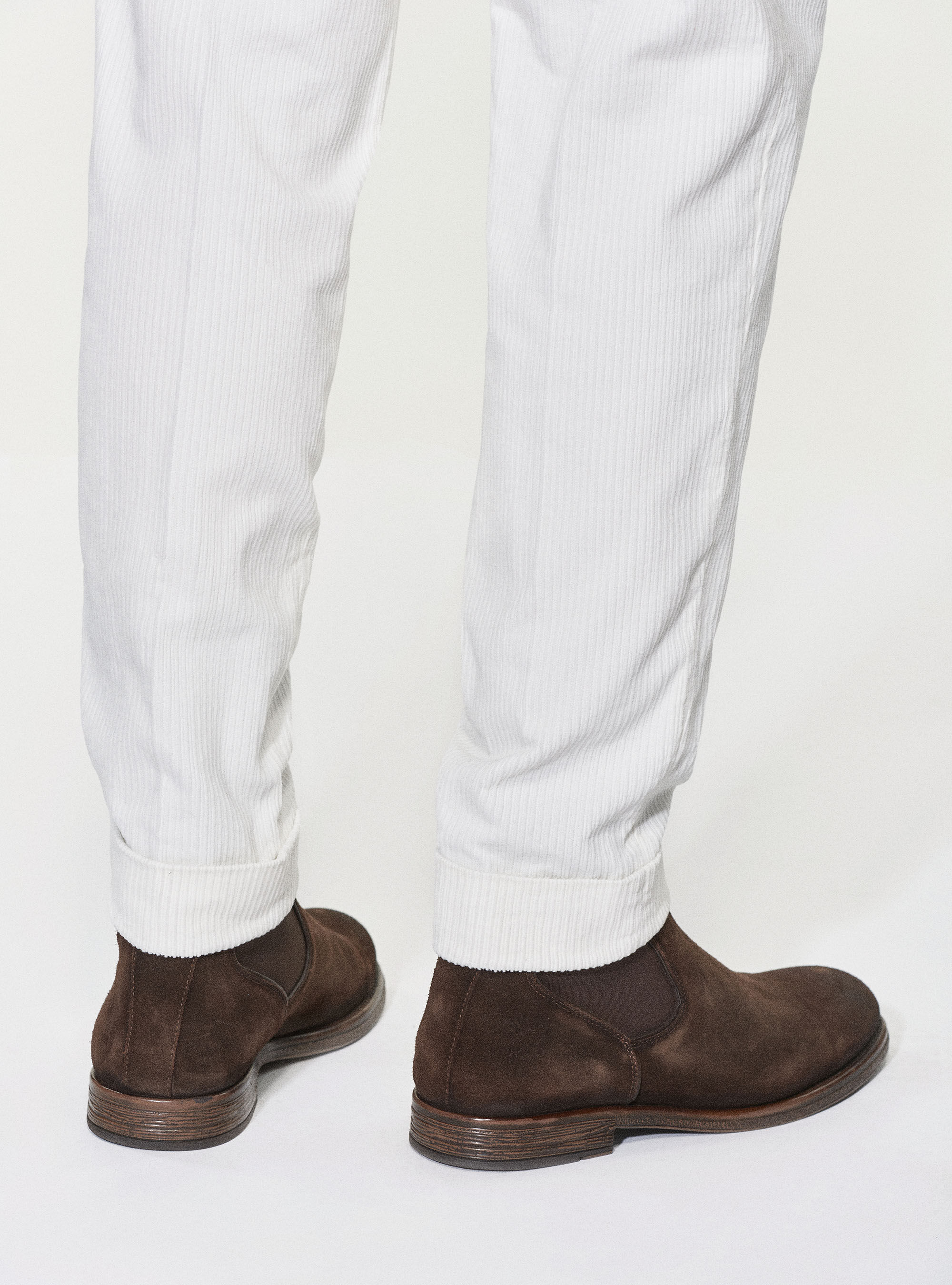 Cotton velvet double pleat trousers, OFF-WHITE