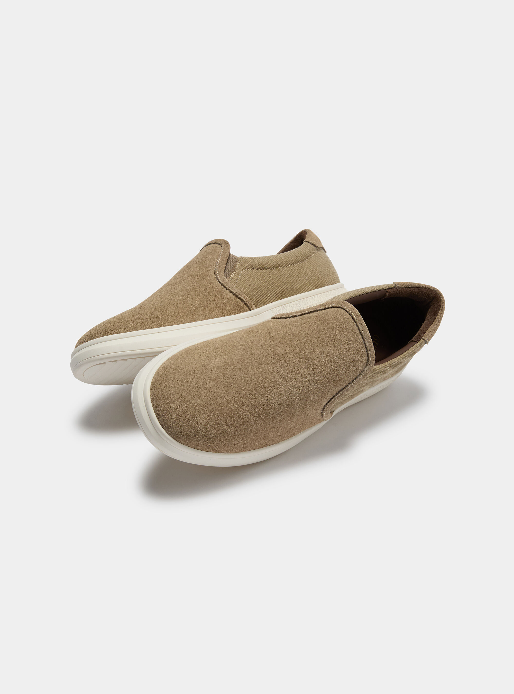 Slip on in suede e canvas, ECRU