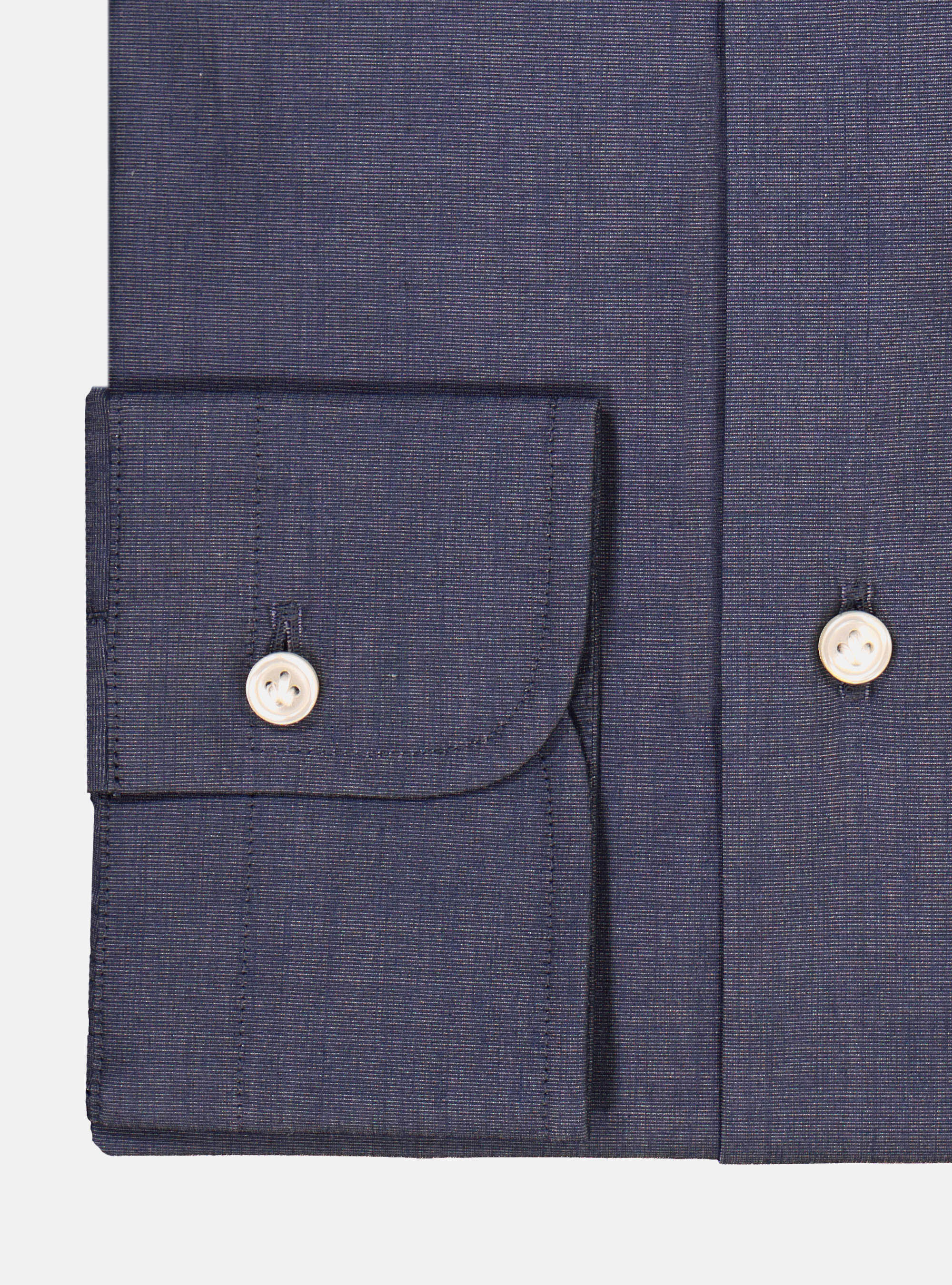Camicia con collo francese in cotone fil a fil, BLU NAVY