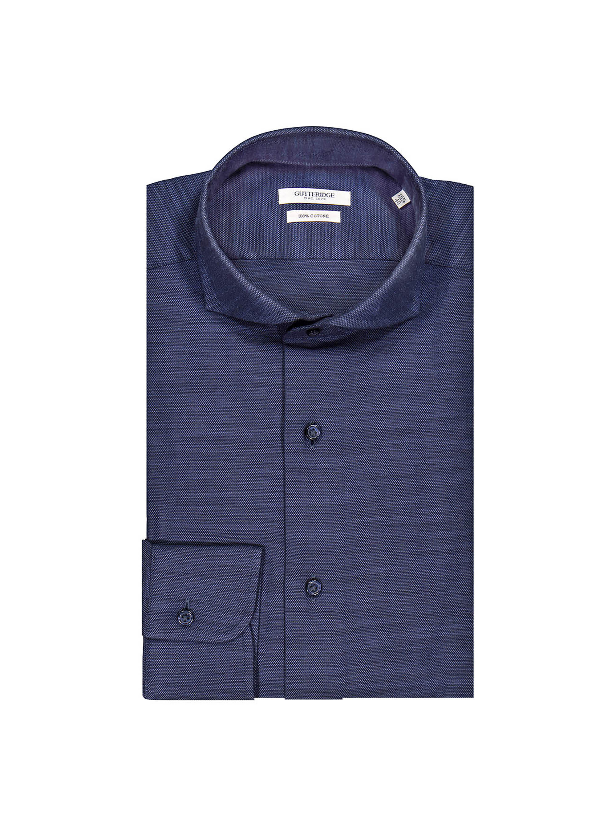 Camicia collo francese in cotone operato