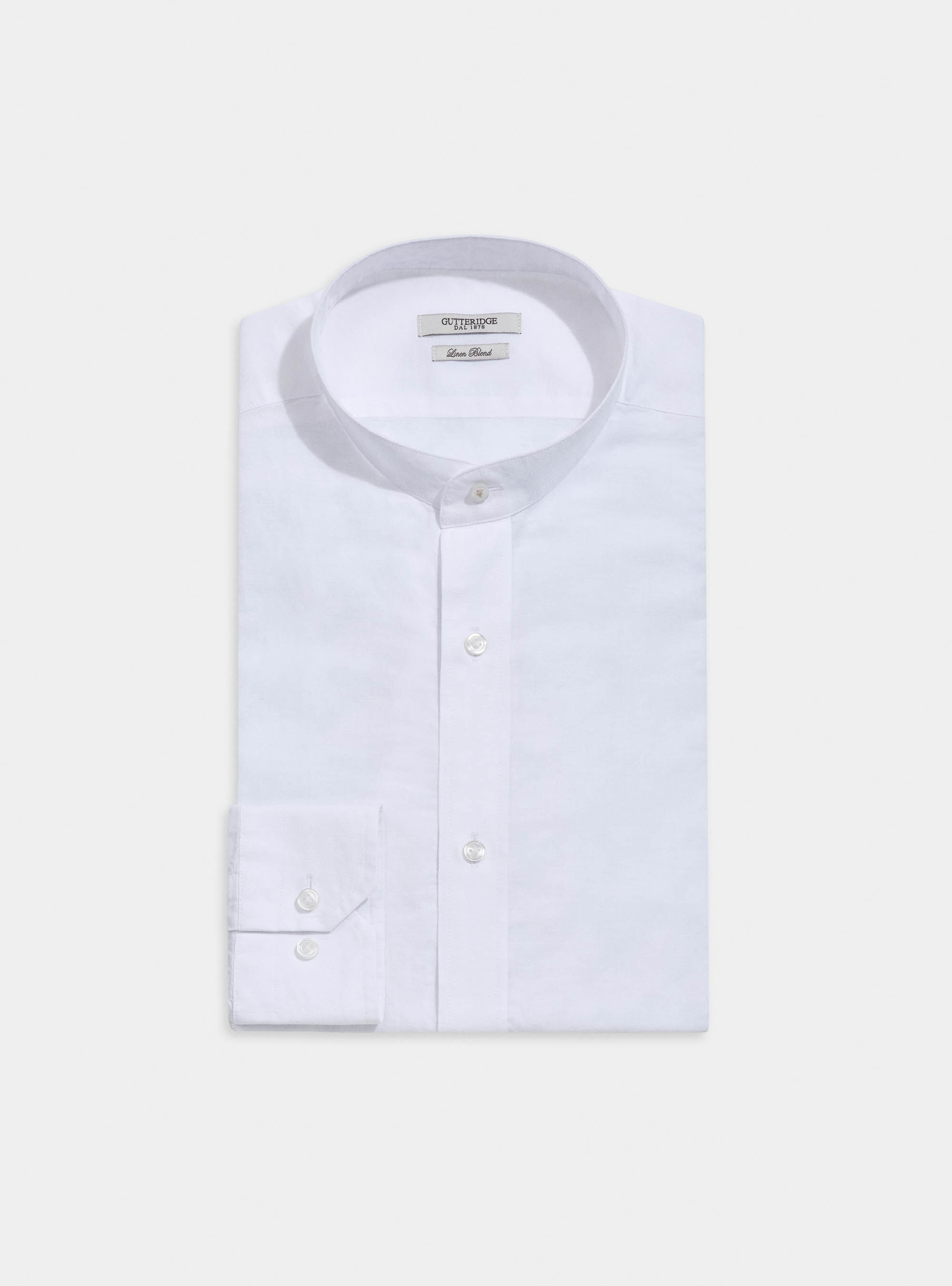 Chemise à col mao en coton et lin | GutteridgeEU - CF790GULCY1