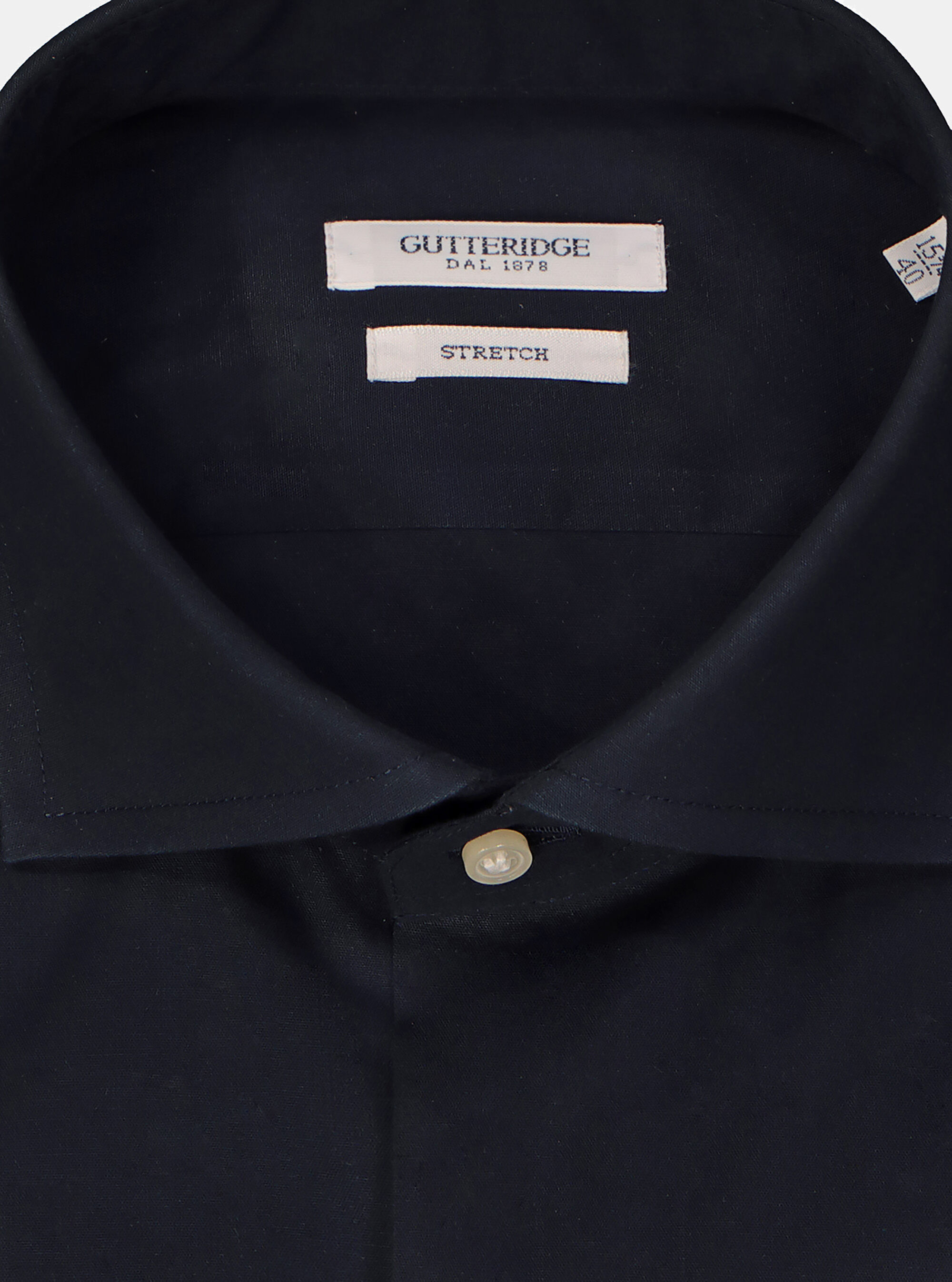 Camicia collo francese in popeline stretch, BLU NAVY